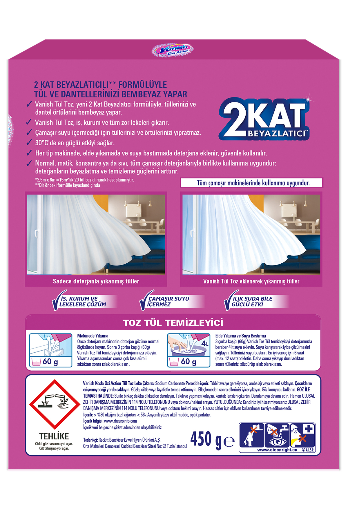 Kosla Tül Temizleyici Toz 450 gr Parlatıcı