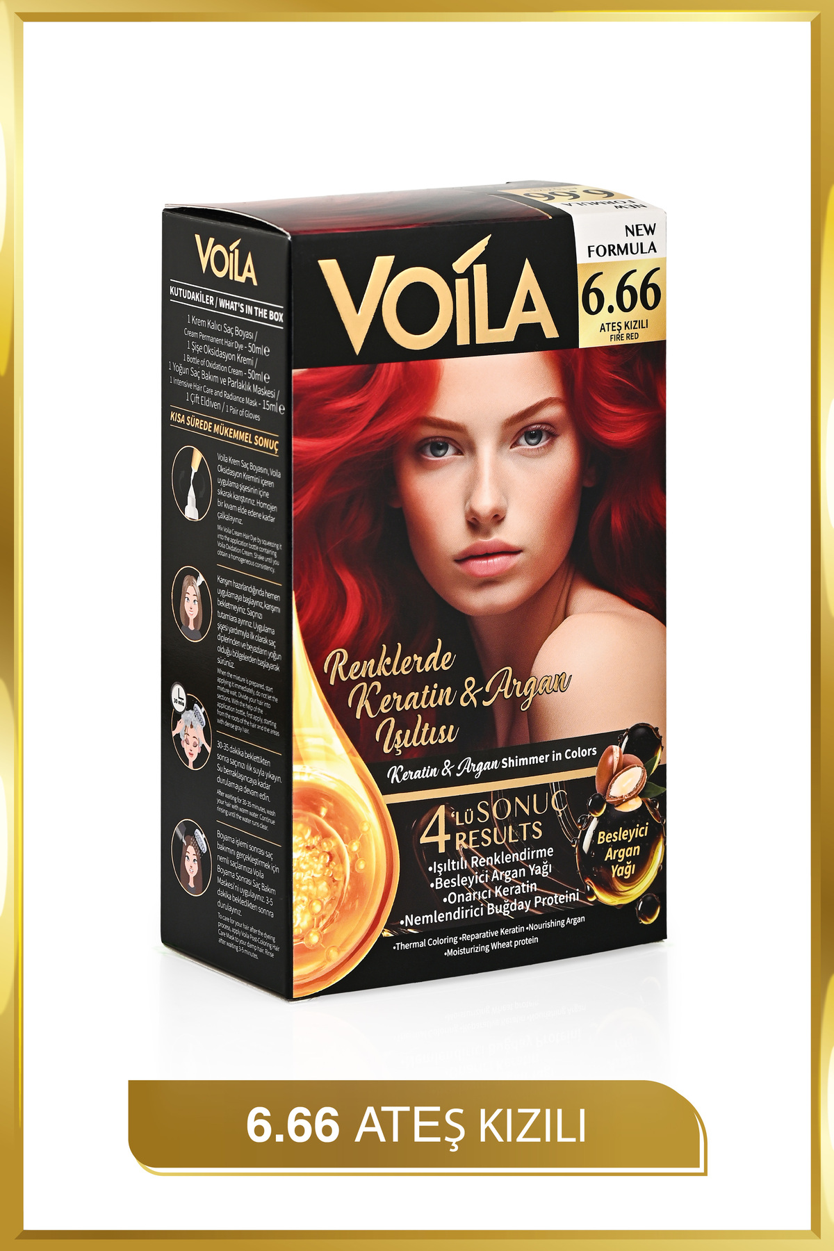 Kadın Besleyici Keratin Kalıcı Ateş Kızılı 6.66 Saç Boyası