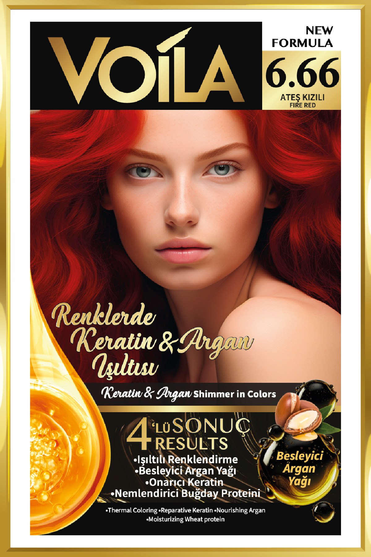 Kadın Besleyici Keratin Kalıcı Ateş Kızılı 6.66 Saç Boyası