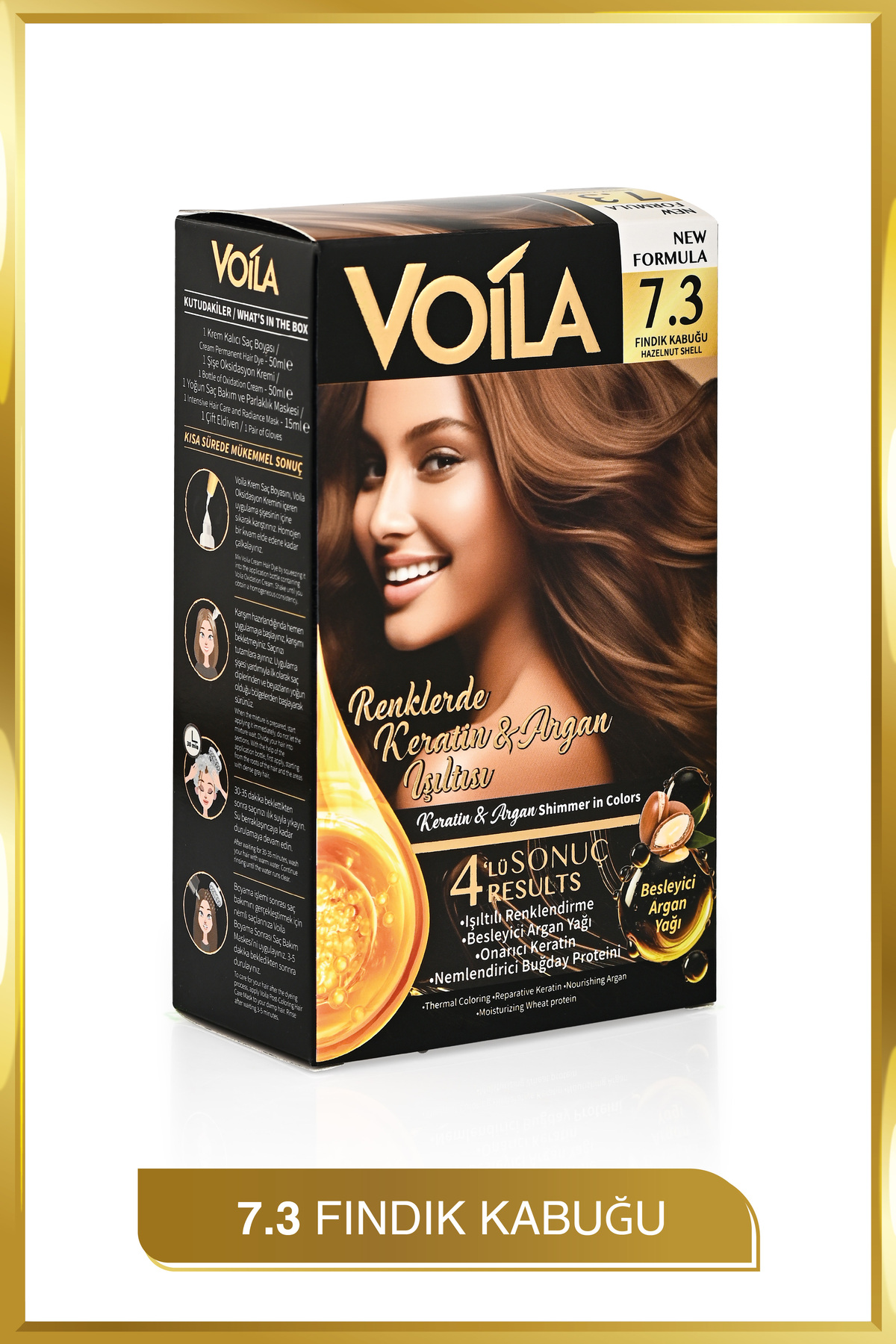 Kadın Besleyici Keratin Kalıcı Fındık Kabuğu 7.3 Saç Boyası