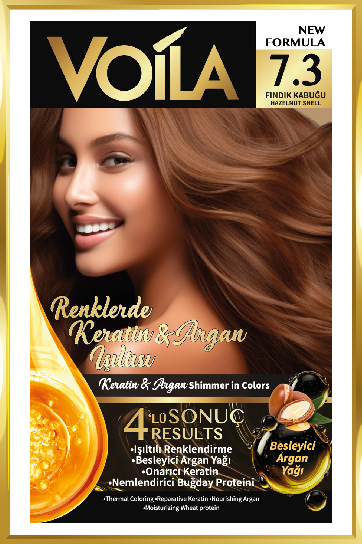 Kadın Besleyici Keratin Kalıcı Fındık Kabuğu 7.3 Saç Boyası