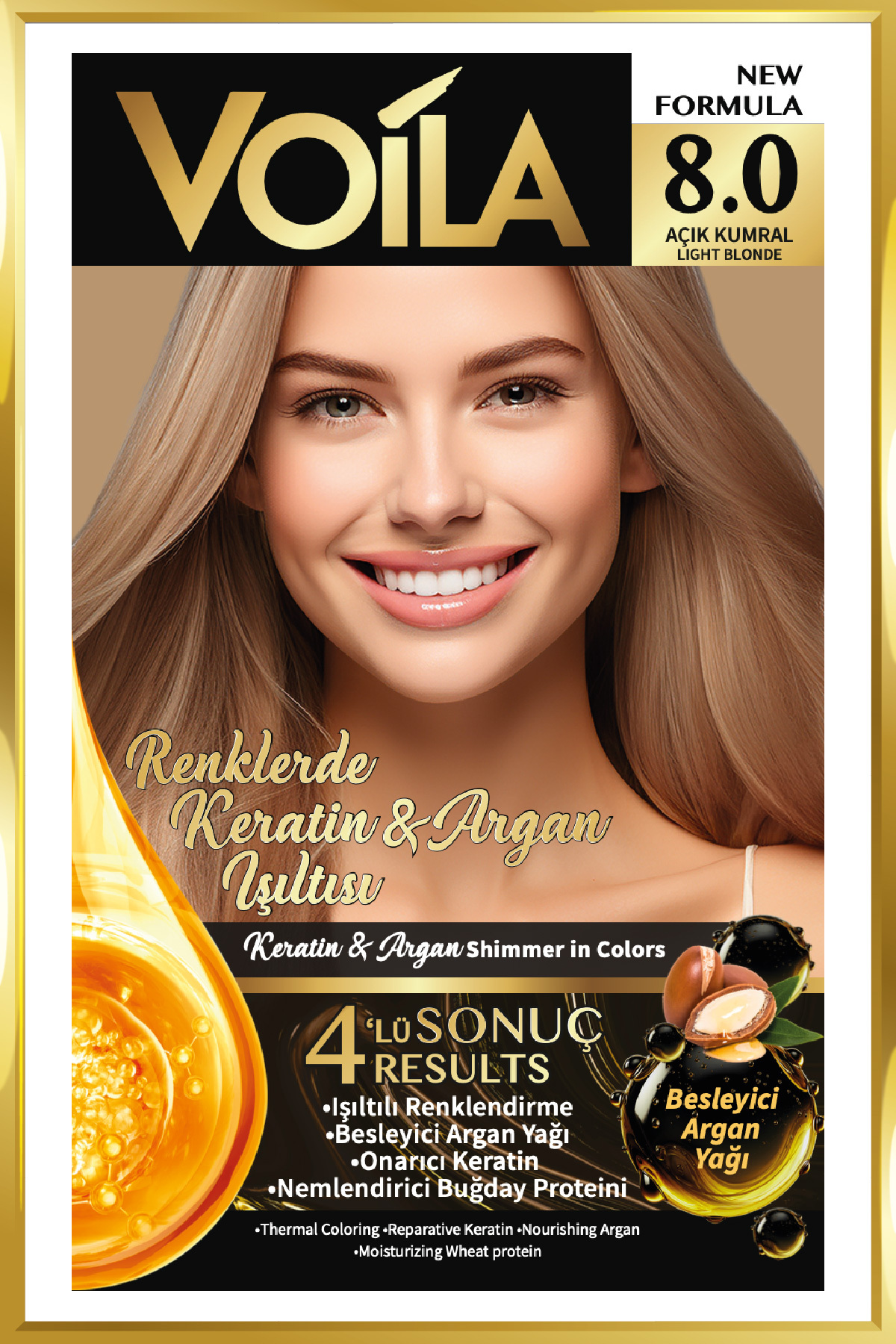 Kadın Besleyici Keratin Kalıcı Açık Kumral 8.0 Saç Boyası