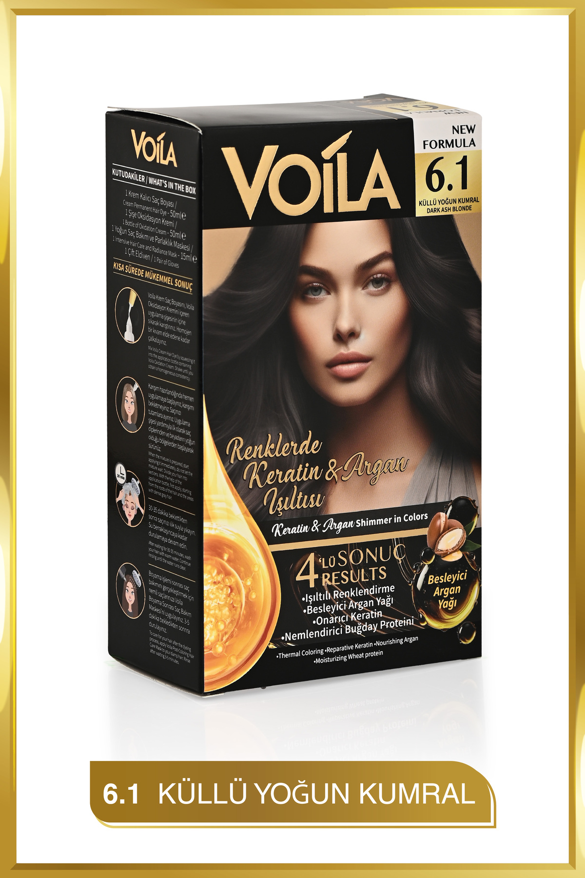 Kadın Besleyici Keratin Kalıcı Küllü Yoğun Kumral 6.1 Saç Boyası