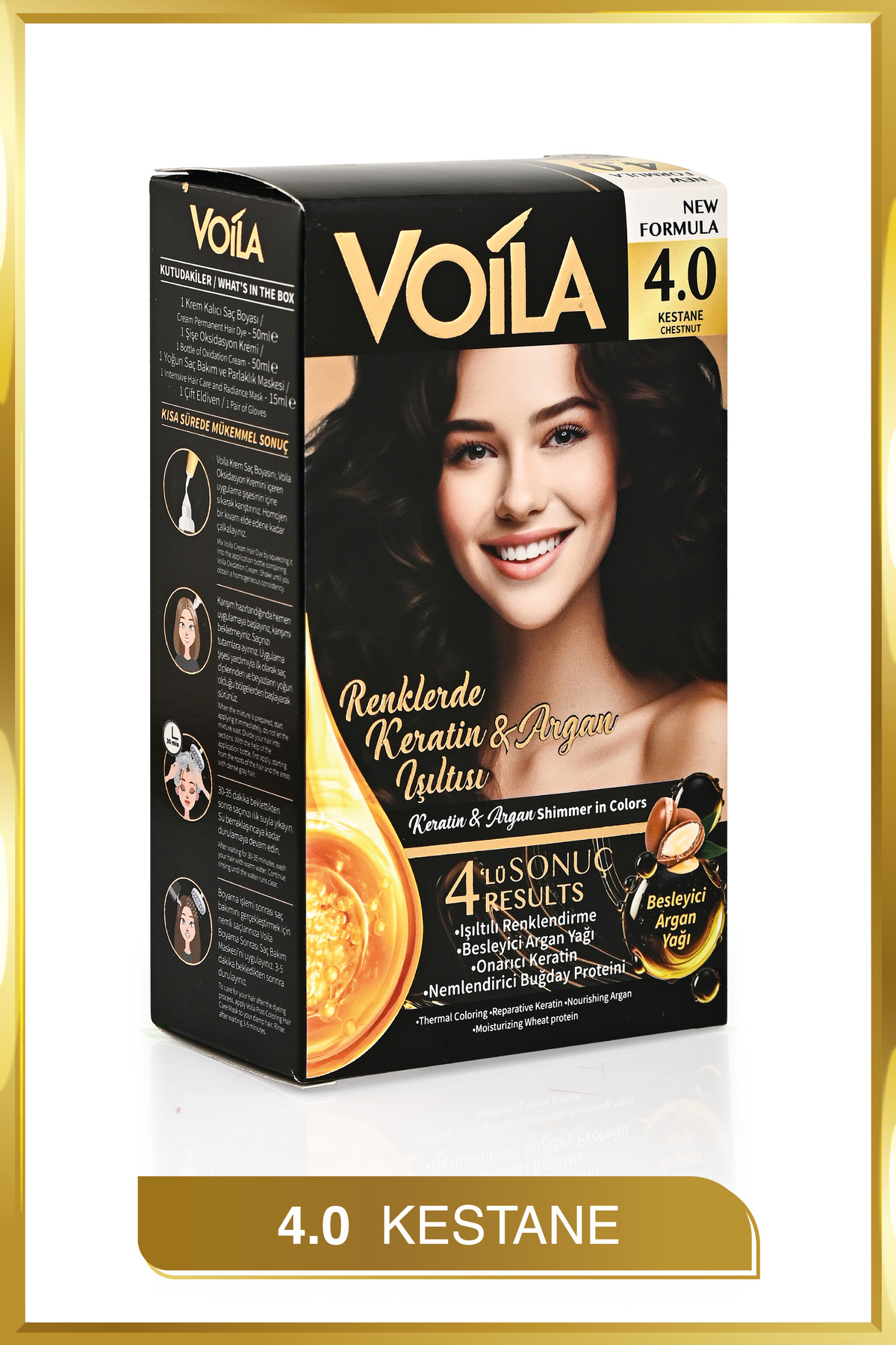 Kadın Besleyici Keratin Kalıcı Kestane 4.0 Saç Boyası