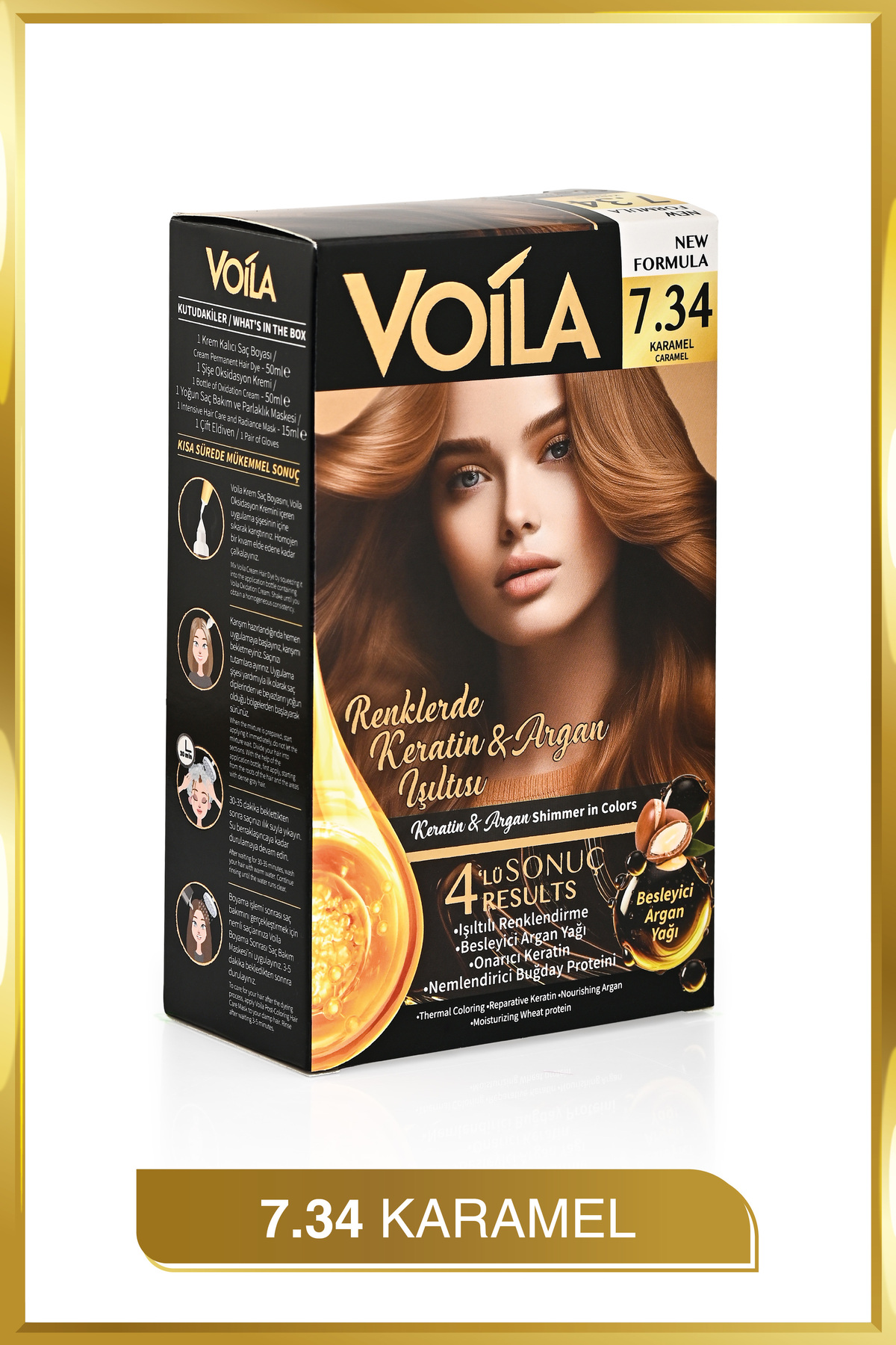 Kadın Besleyici Keratin Kalıcı Karamel 7.34 Saç Boyası