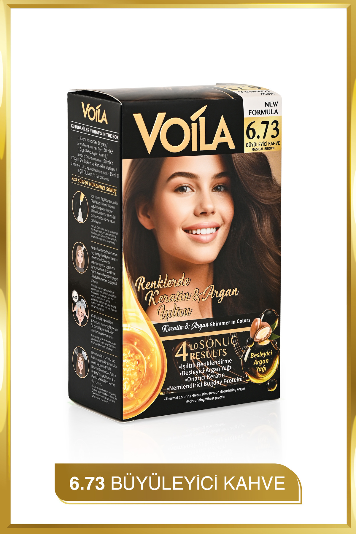 Kadın Besleyici Keratin Kalıcı Büyüleyici Kahve 6.73 Saç Boyası