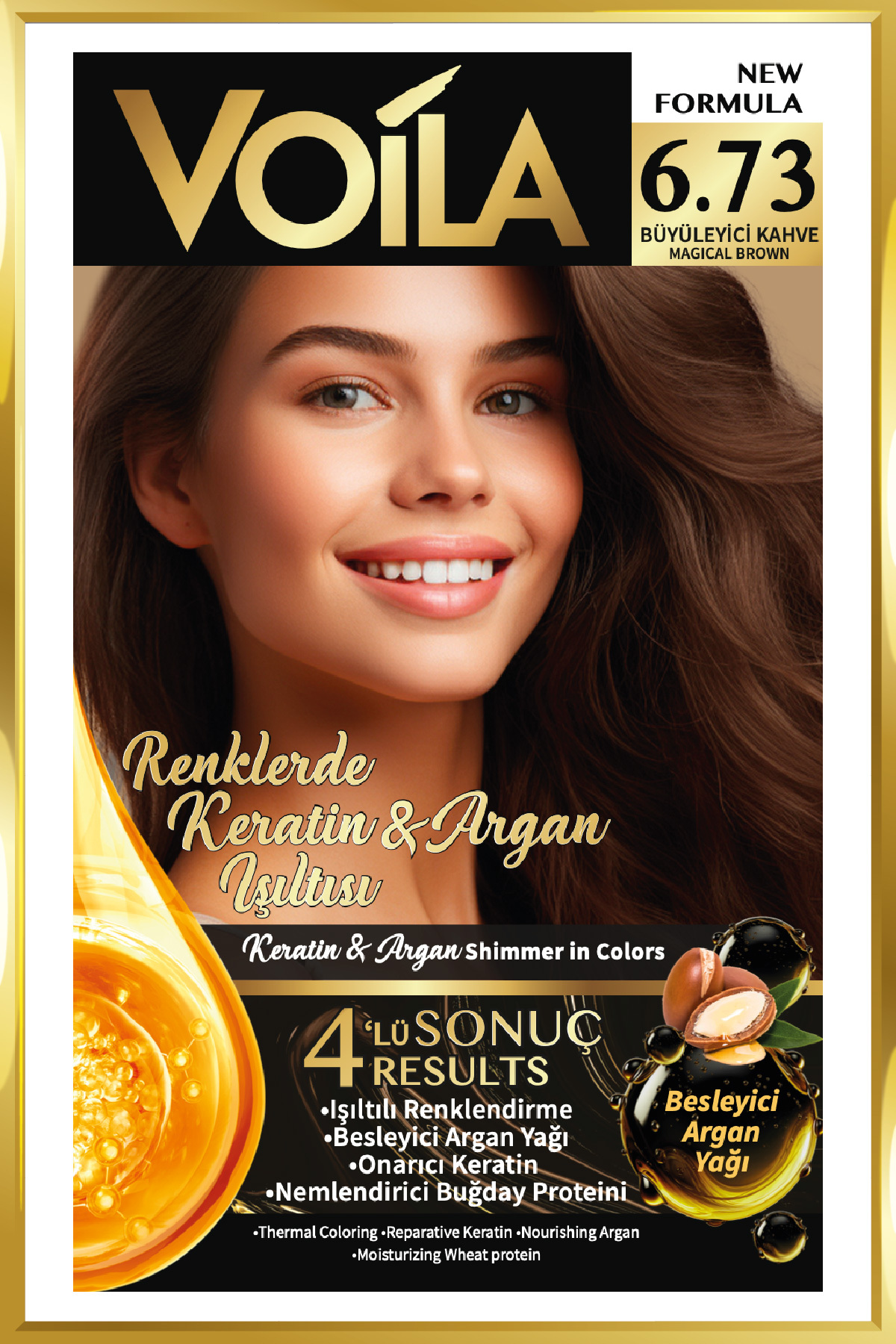 Kadın Besleyici Keratin Kalıcı Büyüleyici Kahve 6.73 Saç Boyası