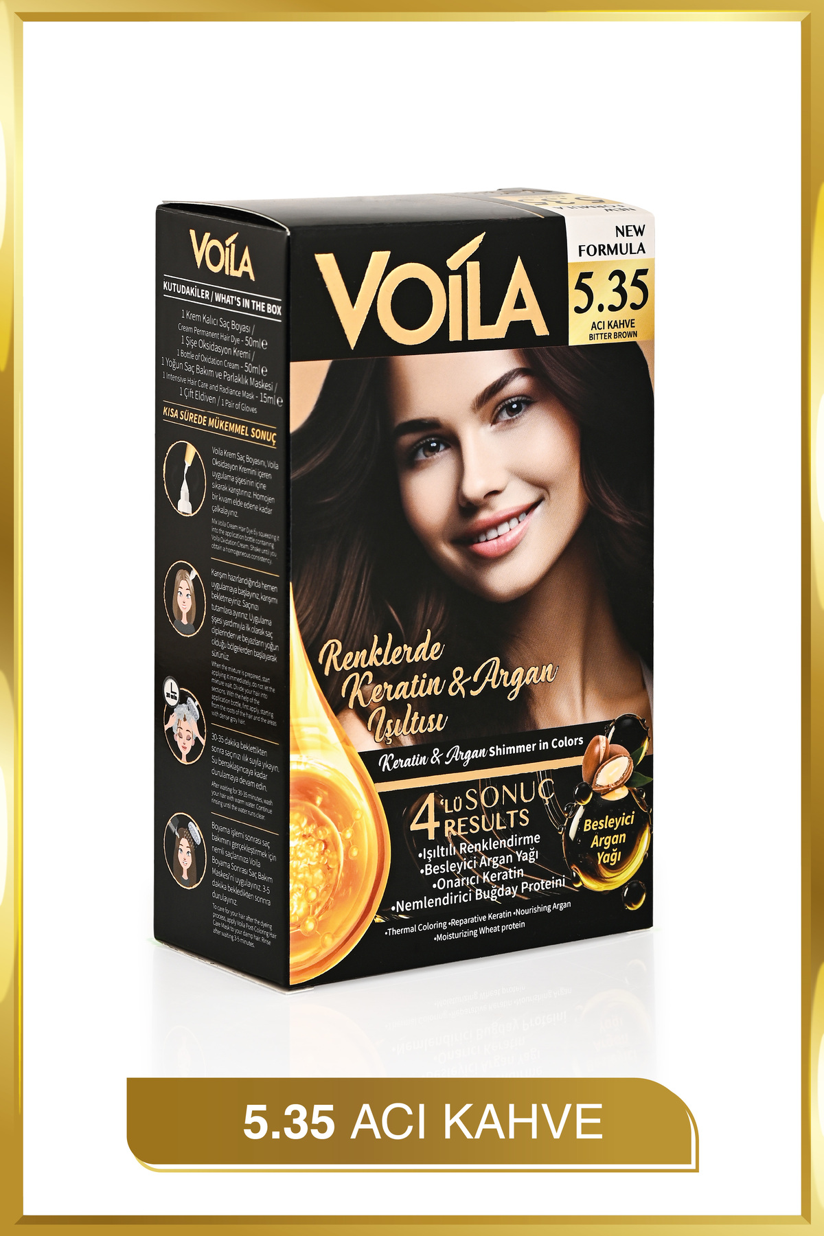 Kadın Besleyici Keratin Kalıcı Acı Kahve 5.35 Saç Boyası