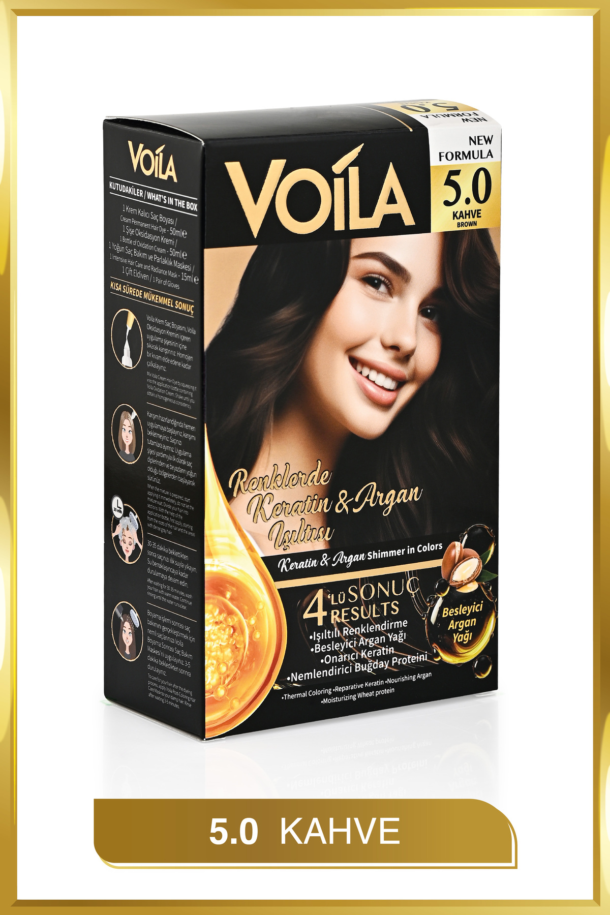 Kadın Besleyici Keratin Kalıcı Kahve 5.0 Saç Boyası