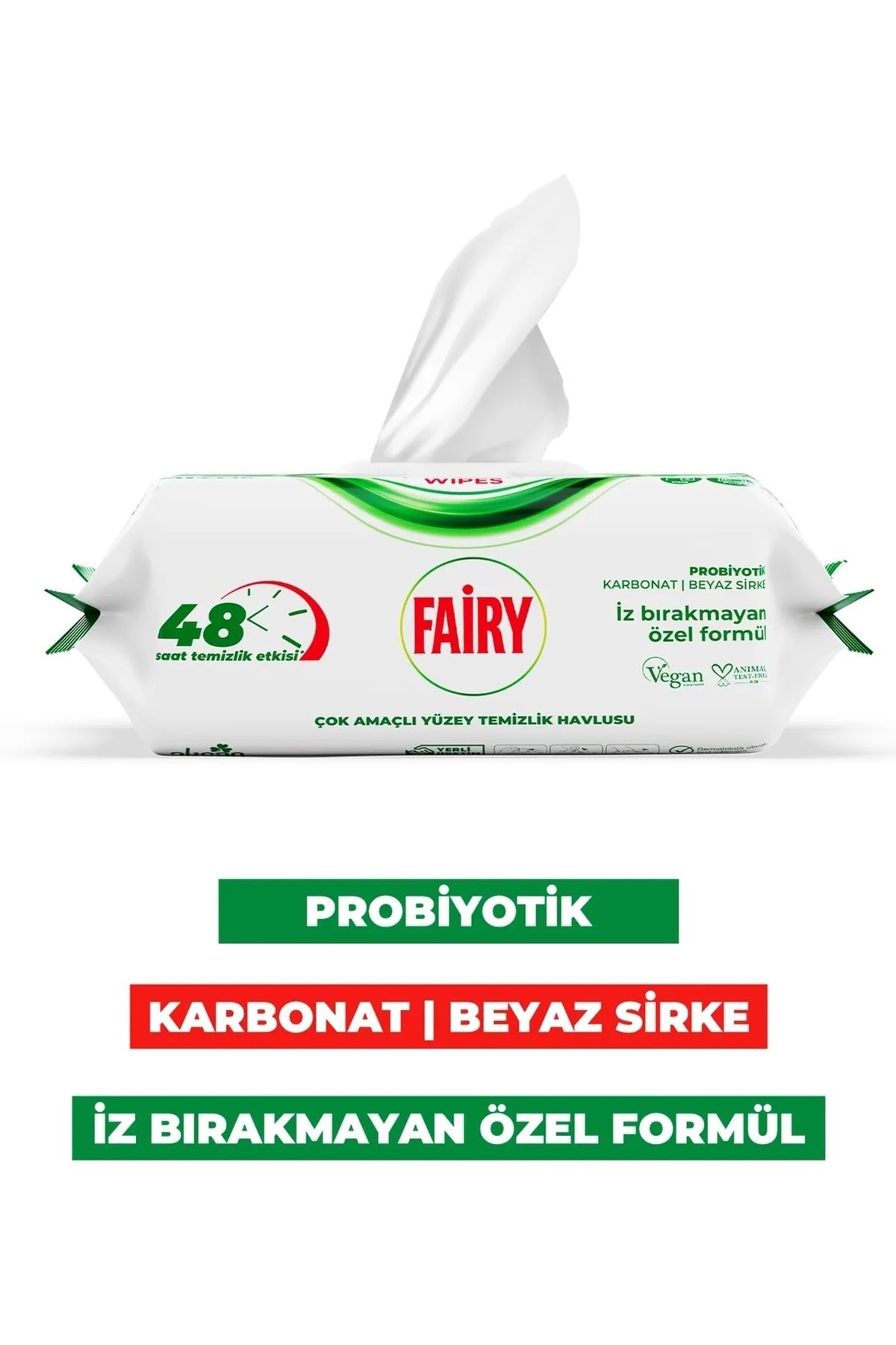 Power Wipes Yüzey Temizleme Mendili 100 Yaprak | Beyaz Sabun | Beyaz Sirke & Karbonat