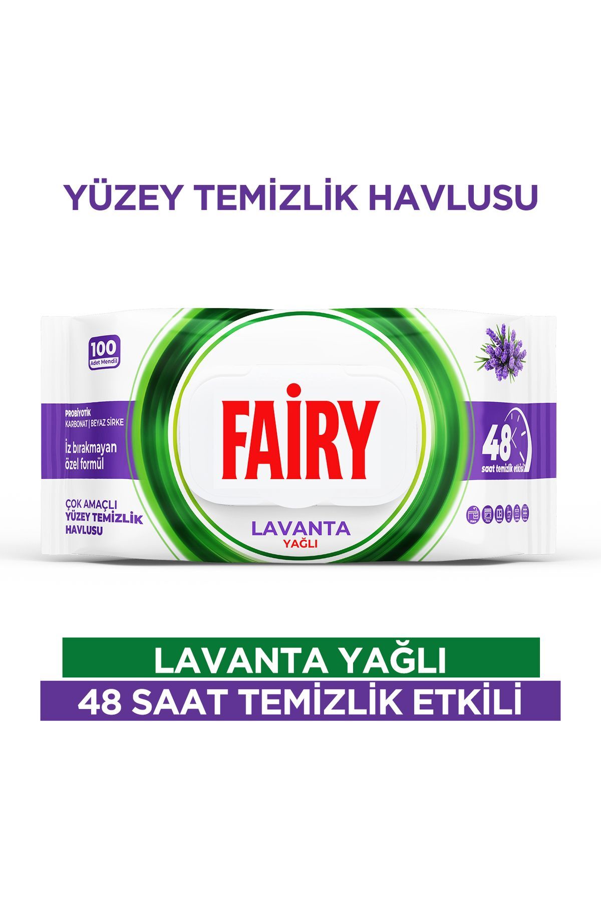 Çok Amaçlı Yüzey Temizlik Havlusu 100 Yaprak | Lavanta Yağlı | Beyaz Sirke & Karbonat