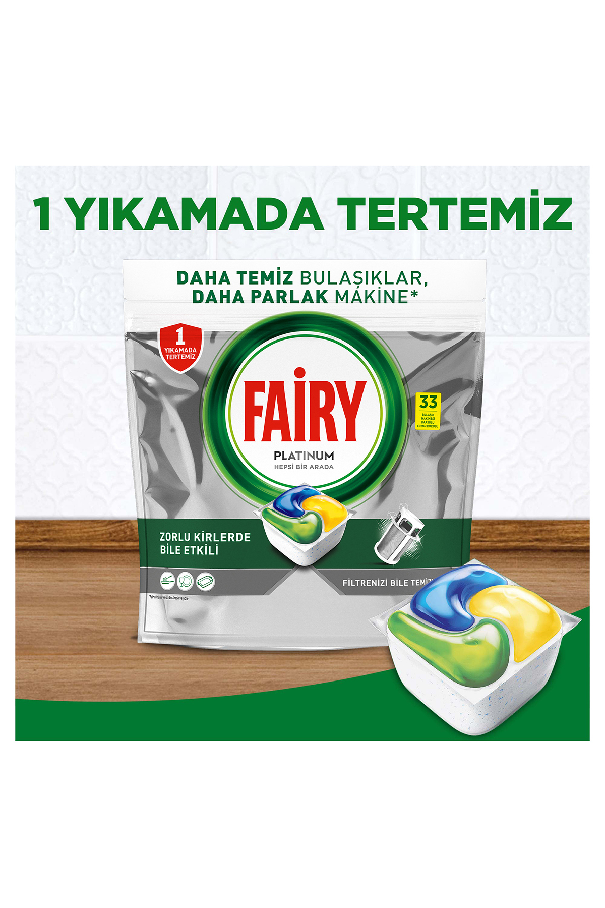 Platinum Hepsi Bir Arada Bulaşık Makinesi Kapsülü 49 Yıkama Limon Kokulu