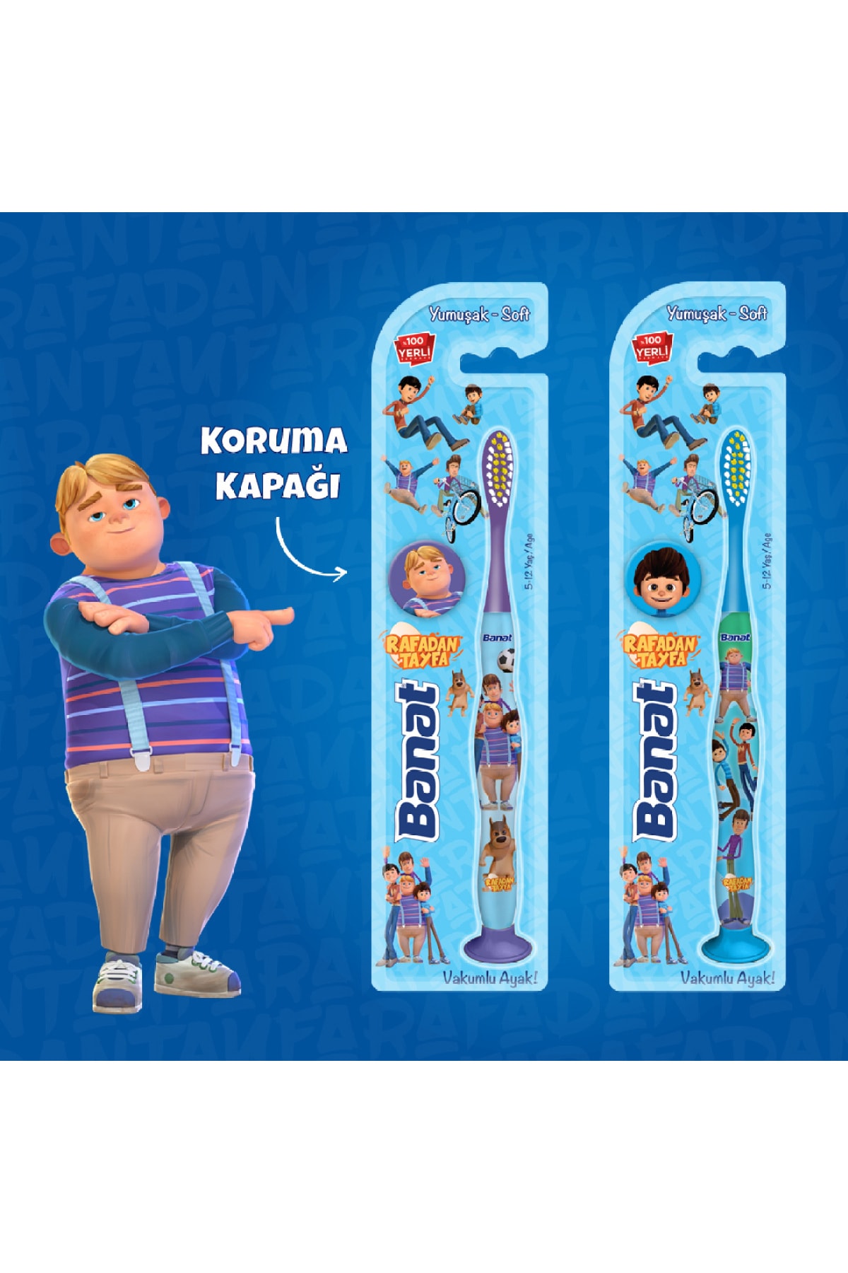 Rafadan Tayfa Vantuzlu Ayak Lisanslı Çocuk Diş Fırçası (mavi)