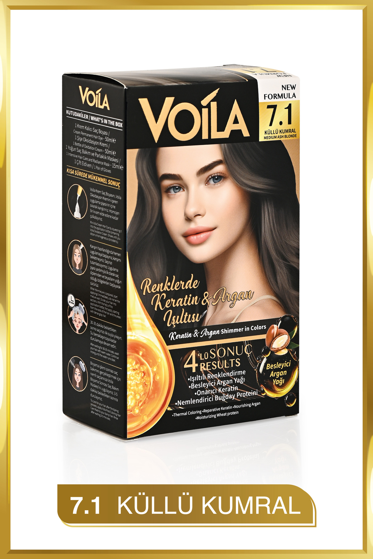 Kadın Besleyici Keratin Kalıcı Küllü Kumral 7.1 Saç Boyası