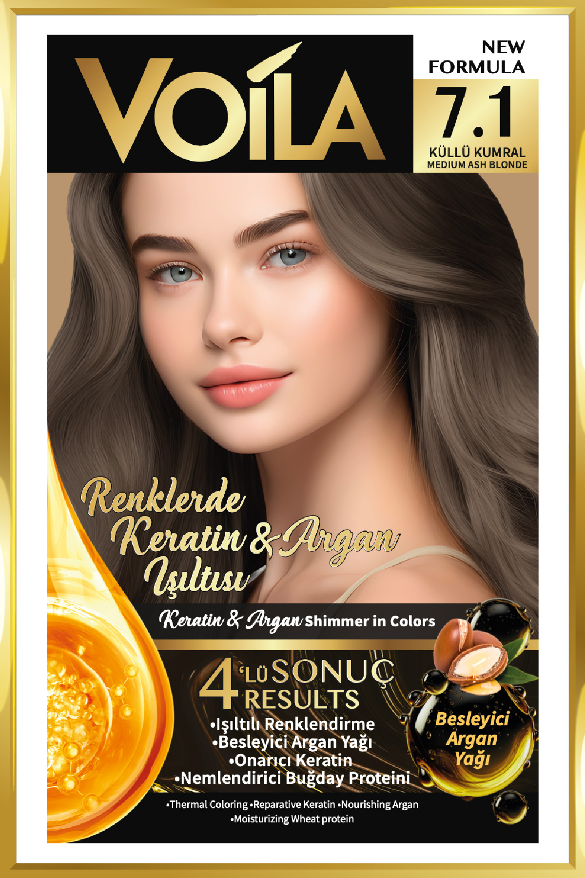 Kadın Besleyici Keratin Kalıcı Küllü Kumral 7.1 Saç Boyası