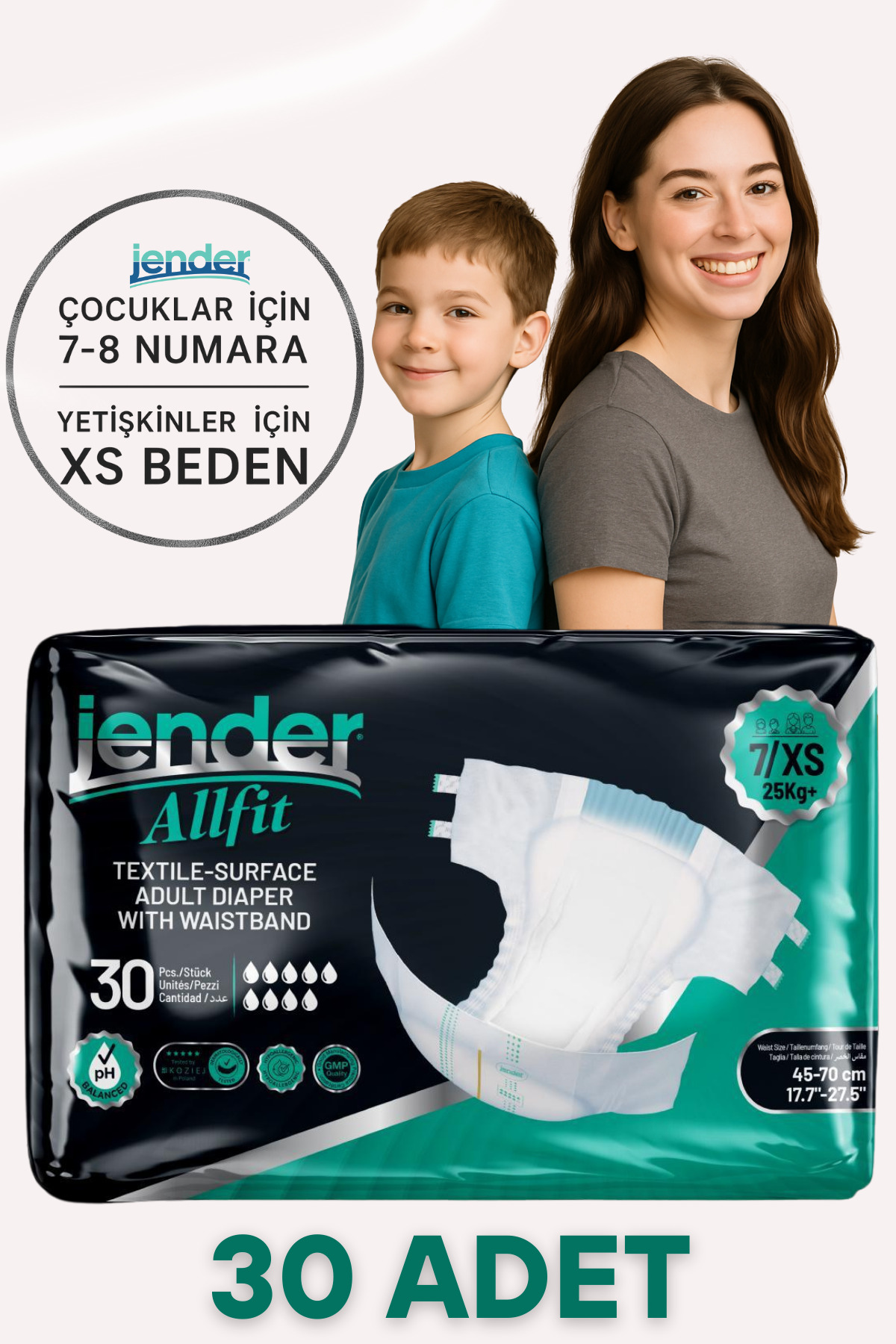 All Fit XS Bel Bantlı Bez - Bebek ve Yetişkinlere Özel Beden 30'lu