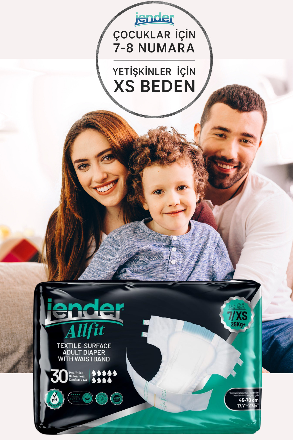 All Fit XS Bel Bantlı Bez - Bebek ve Yetişkinlere Özel Beden 30'lu