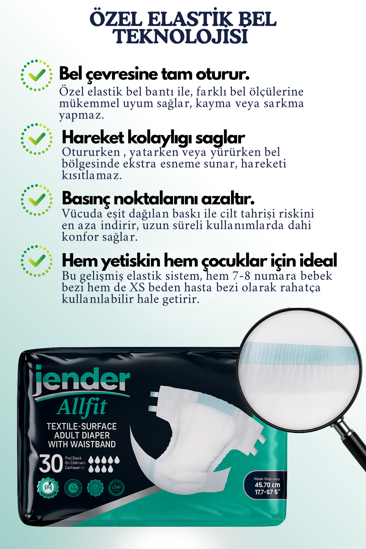 All Fit XS Bel Bantlı Bez - Bebek ve Yetişkinlere Özel Beden 30'lu