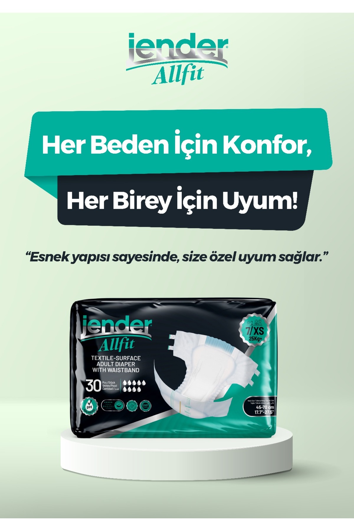 All Fit XS Bel Bantlı Bez - Bebek ve Yetişkinlere Özel Beden 30'lu