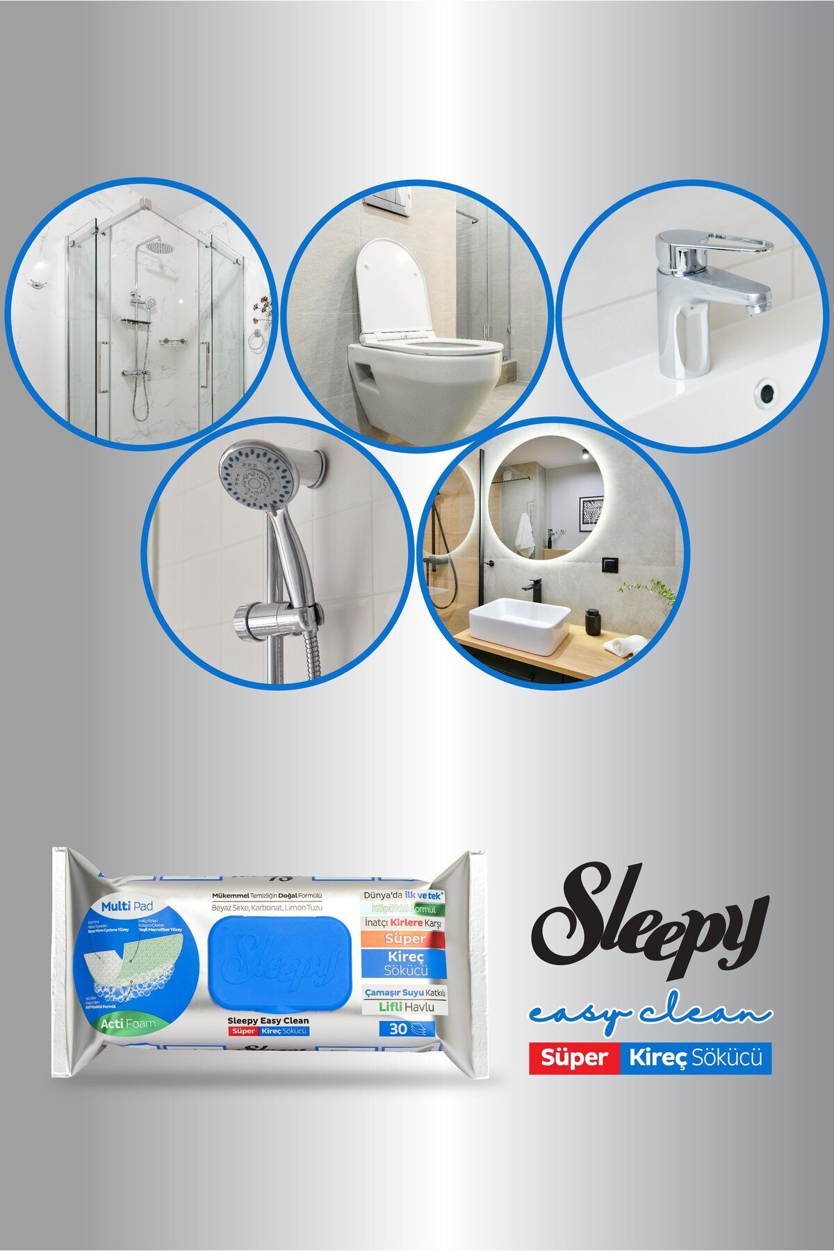 Easy Clean Süper Kireç Çözücü Yüzey Temizlik Havlusu & Mendili 30 Yaprak