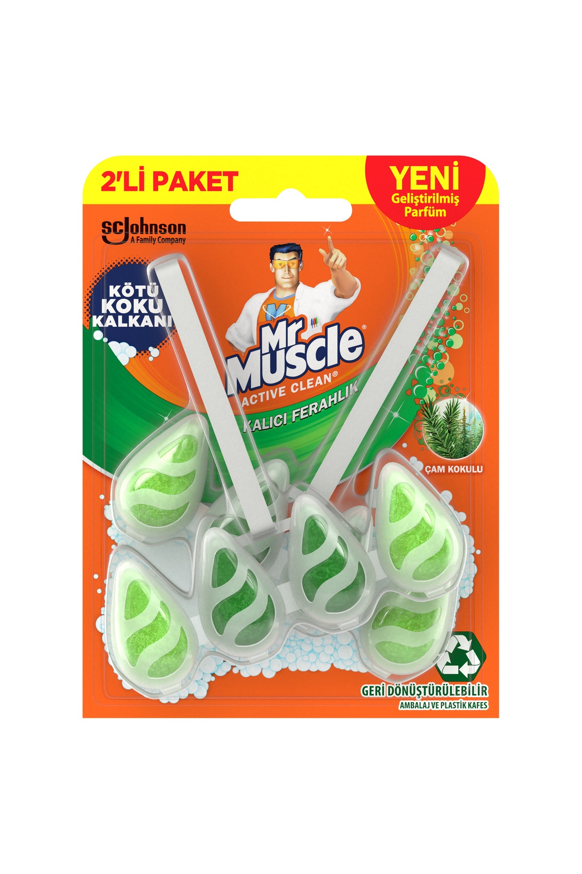 Active Clean Klozet Blok Tuvalet Temizleyici Çam Kokulu 2'li Paket 77.2 g