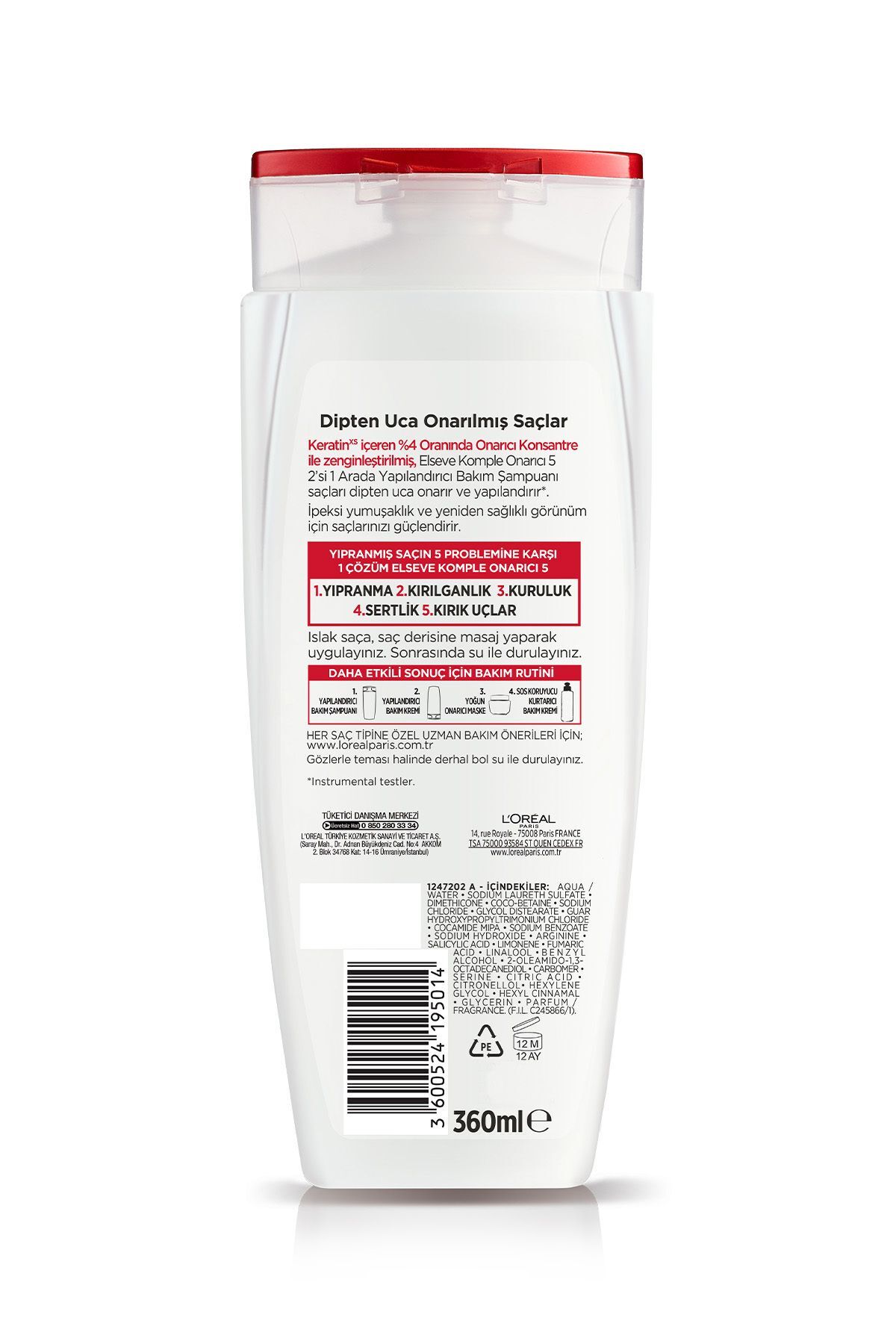 Komple Onarıcı 5 Yapılandırıcı Bakım Şampuanı 2'si 1 Arada 360 ml