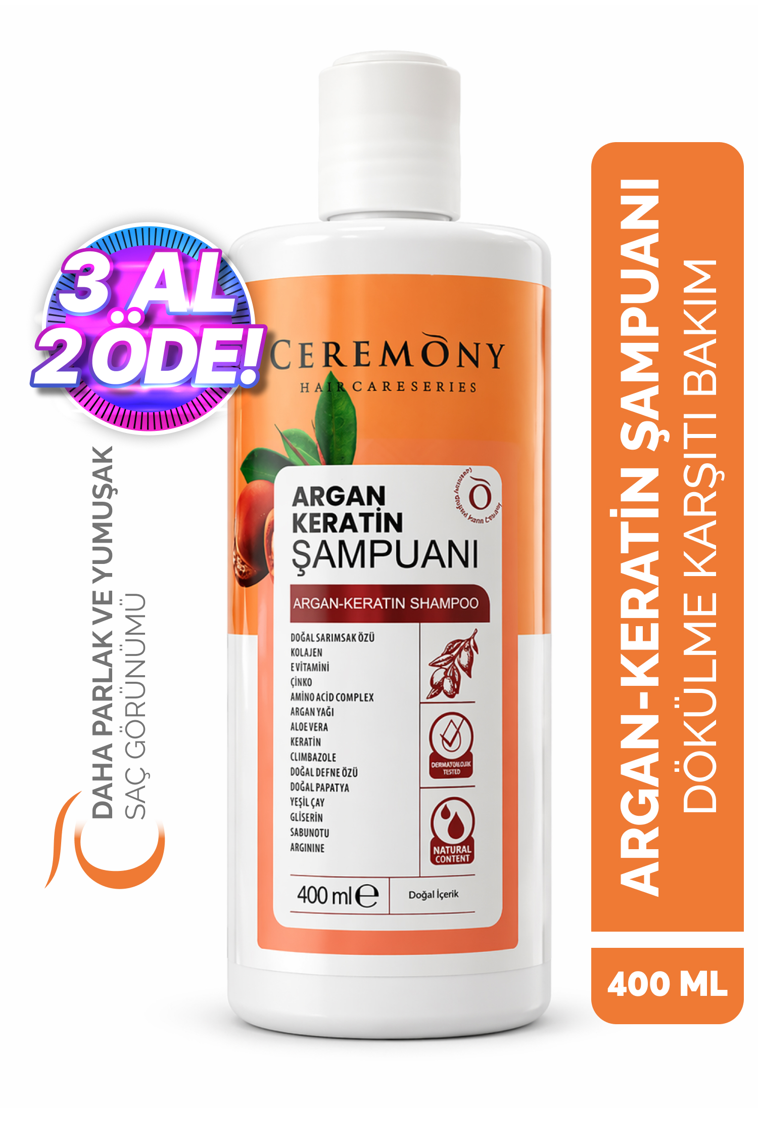 Sarımsaklı Şampuan 400 ml | Saç Dökülme Karşıtı Güçlendirici Argan Keratin
