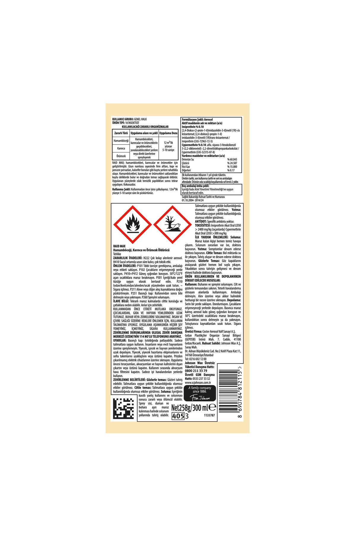 Raid Max Böceksavar Sprey 300 ml