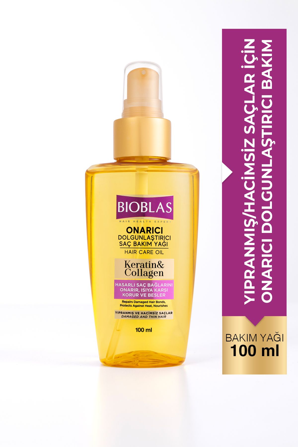 Keratin & Kolajen Onarıcı Dolgunlaştırıcı Saç Bakım Yağı 100 Ml İnce Yıpranmış Saçlar
