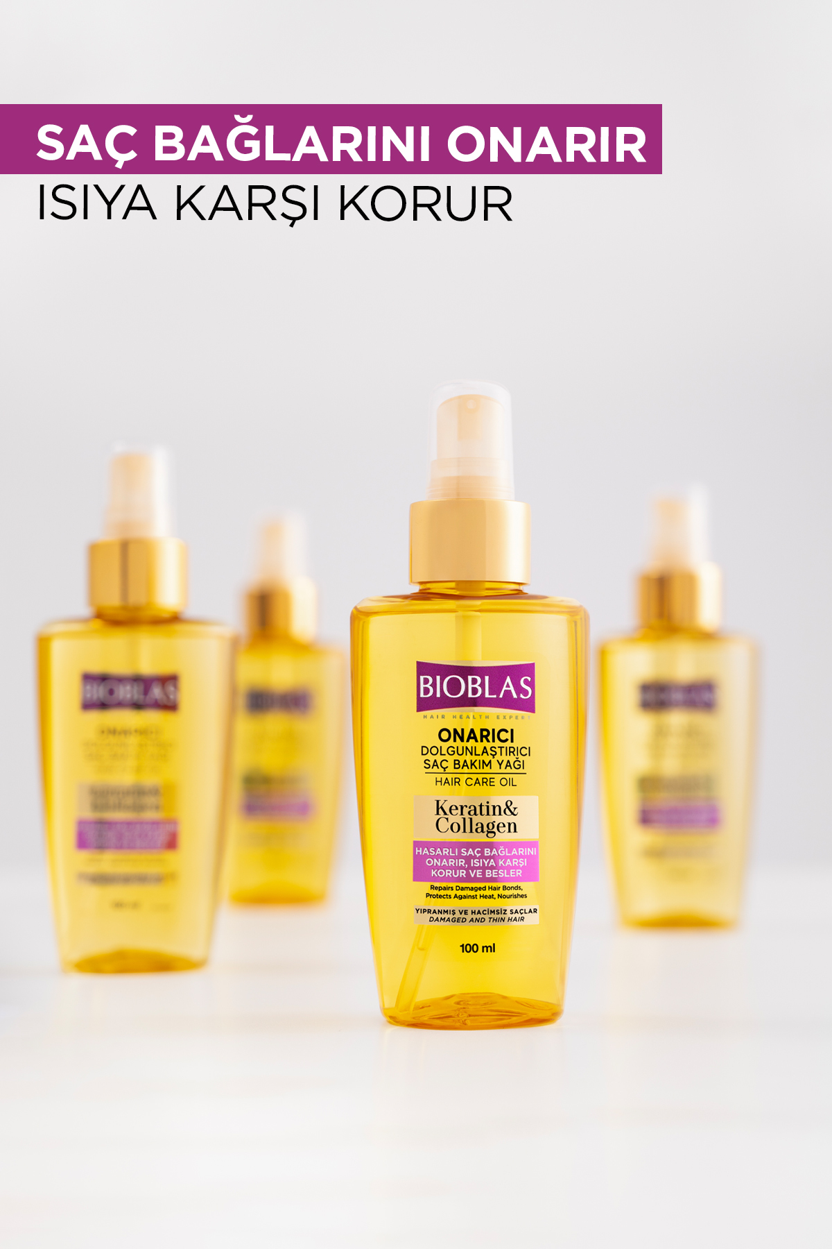 Keratin & Kolajen Onarıcı Dolgunlaştırıcı Saç Bakım Yağı 100 Ml İnce Yıpranmış Saçlar