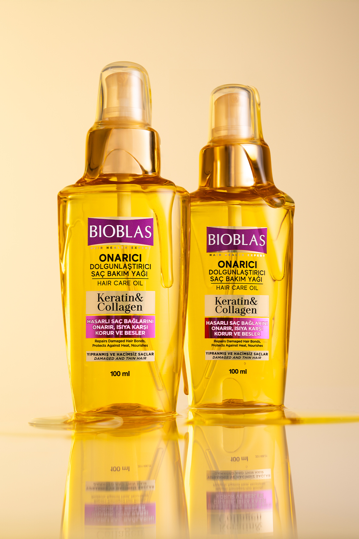 Keratin & Kolajen Onarıcı Dolgunlaştırıcı Saç Bakım Yağı 100 Ml İnce Yıpranmış Saçlar