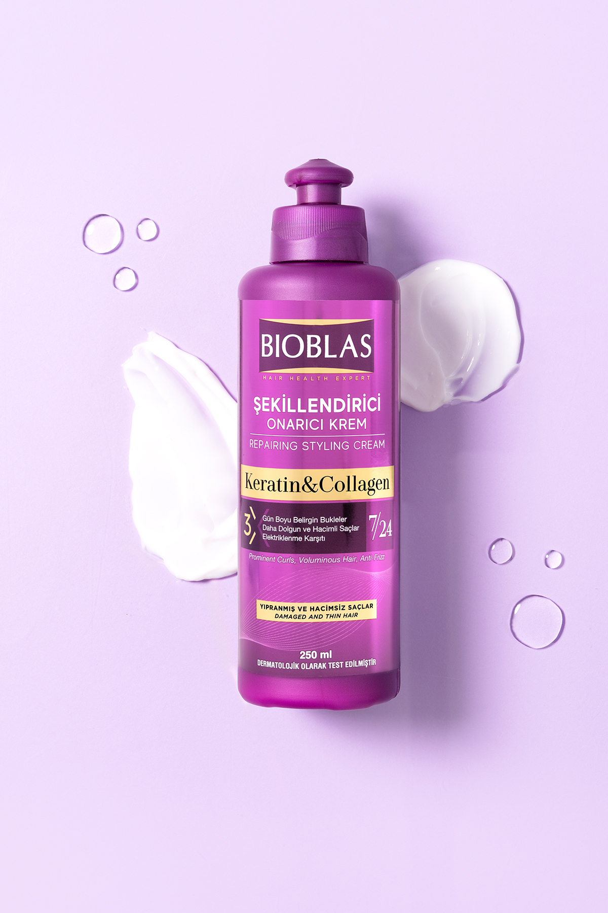 7 24 Şekillendirici Saç Bakım Kremi Belirgin Bukleler Dalgalı Ve Kıvırcık Saçlar 250ML