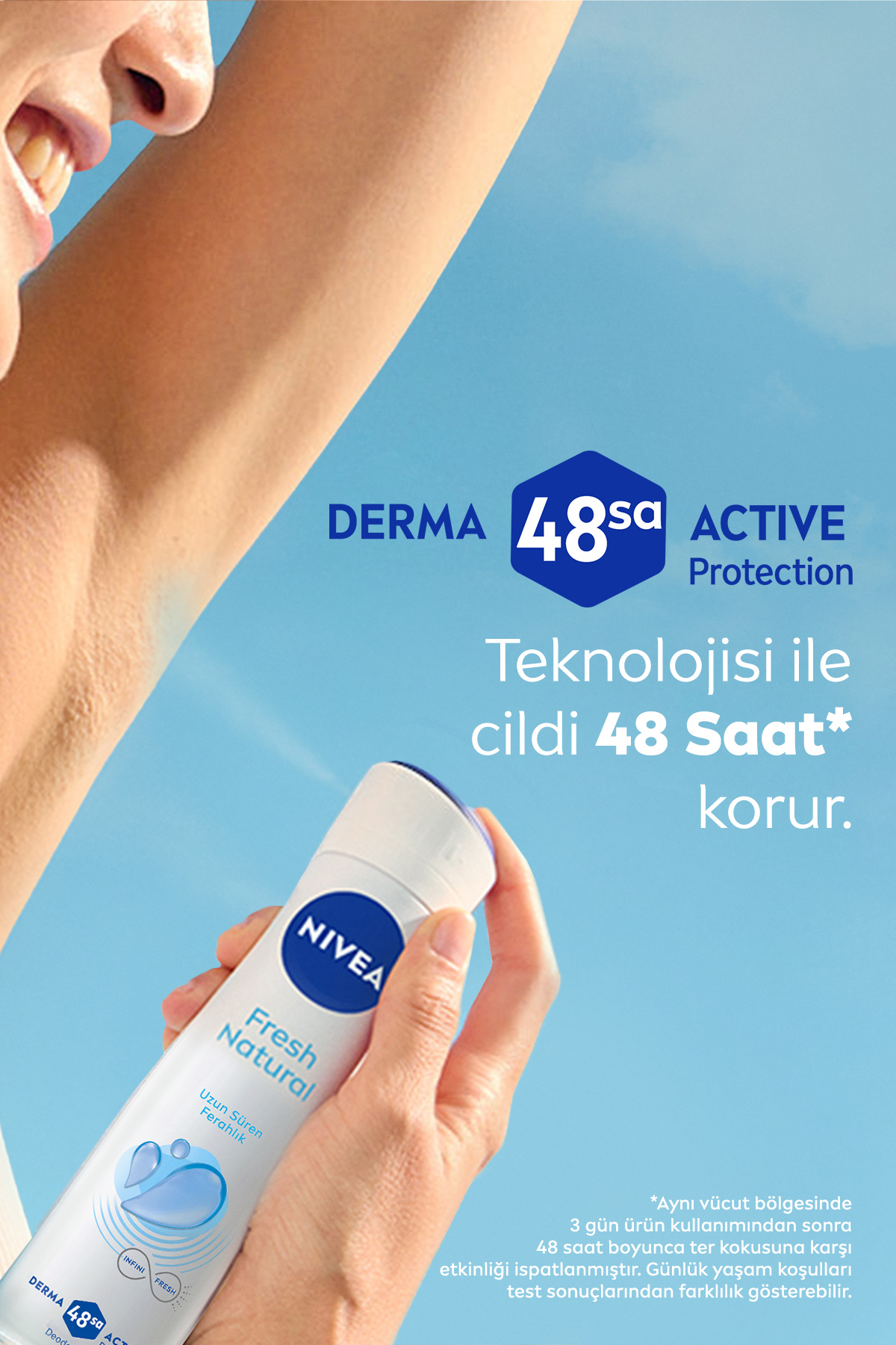 Kadın Sprey Deodorant Fresh Natural 150ml, Ter Kokusuna Karşı 48 Saat Koruma, Pudrasız, Ferah Koku