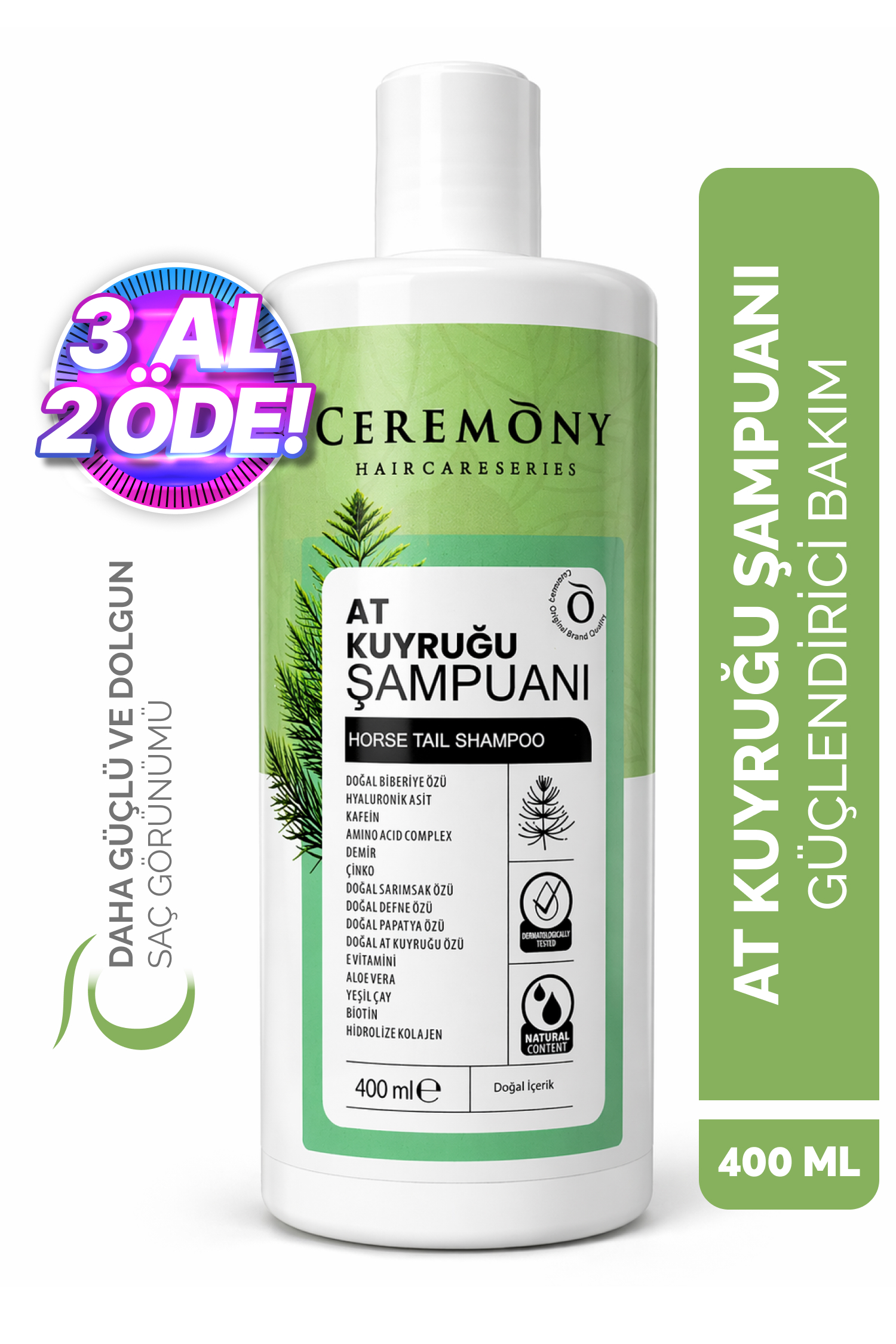 Ceremony At Kuyruğu, Biberiye ve Hyalüronik İçeren 15 Bileşenli Şampuan 400 Ml