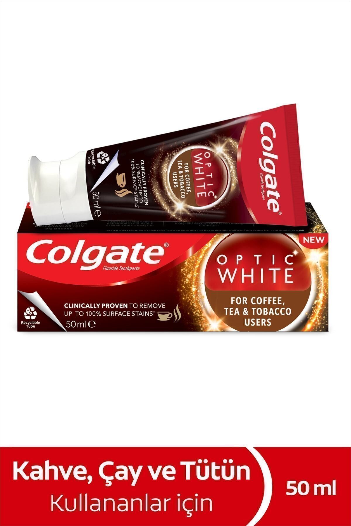 Colgate Diş Macunu Optic White Kahve, Çay ve Tütün Kullananlar için 50ml