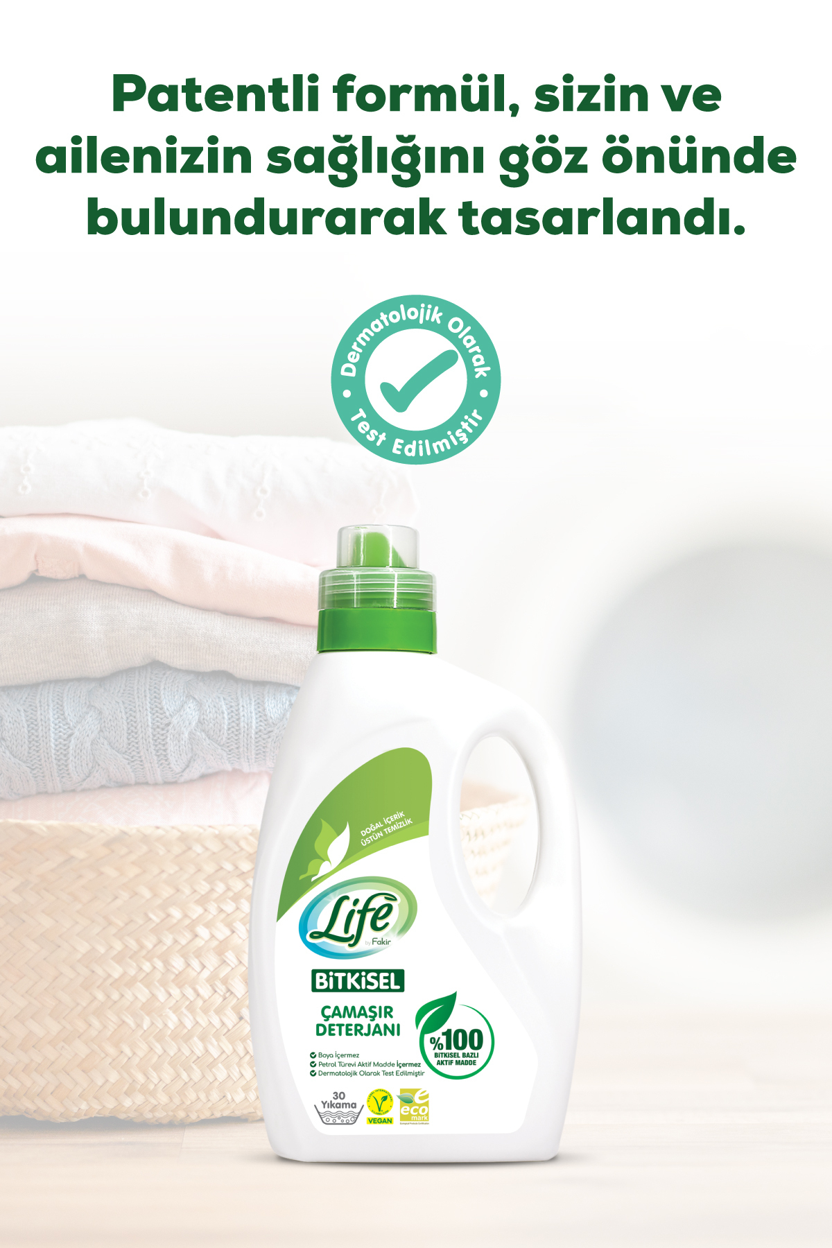 Bitkisel Sıvı Çamaşır Deterjanı 1500ml-Biyoenzim Teknolojisi, Renkli&beyaz, %100 Doğal Temizlik