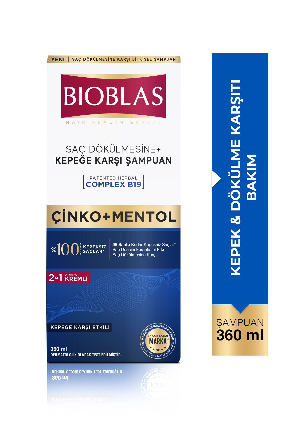 Saç Dökülmesi + Kepek Karşıtı Şampuan – Çinko, Mentol, Kremli 360 ML