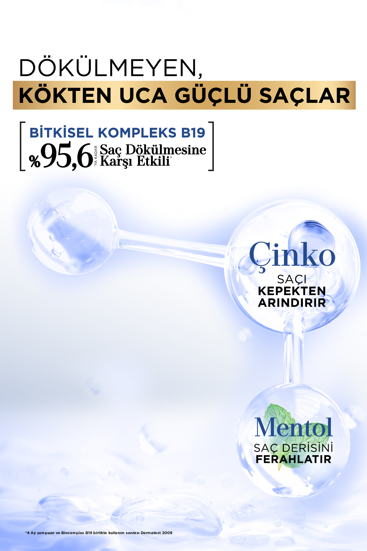 Saç Dökülmesi + Kepek Karşıtı Şampuan – Çinko, Mentol, Kremli 360 ML