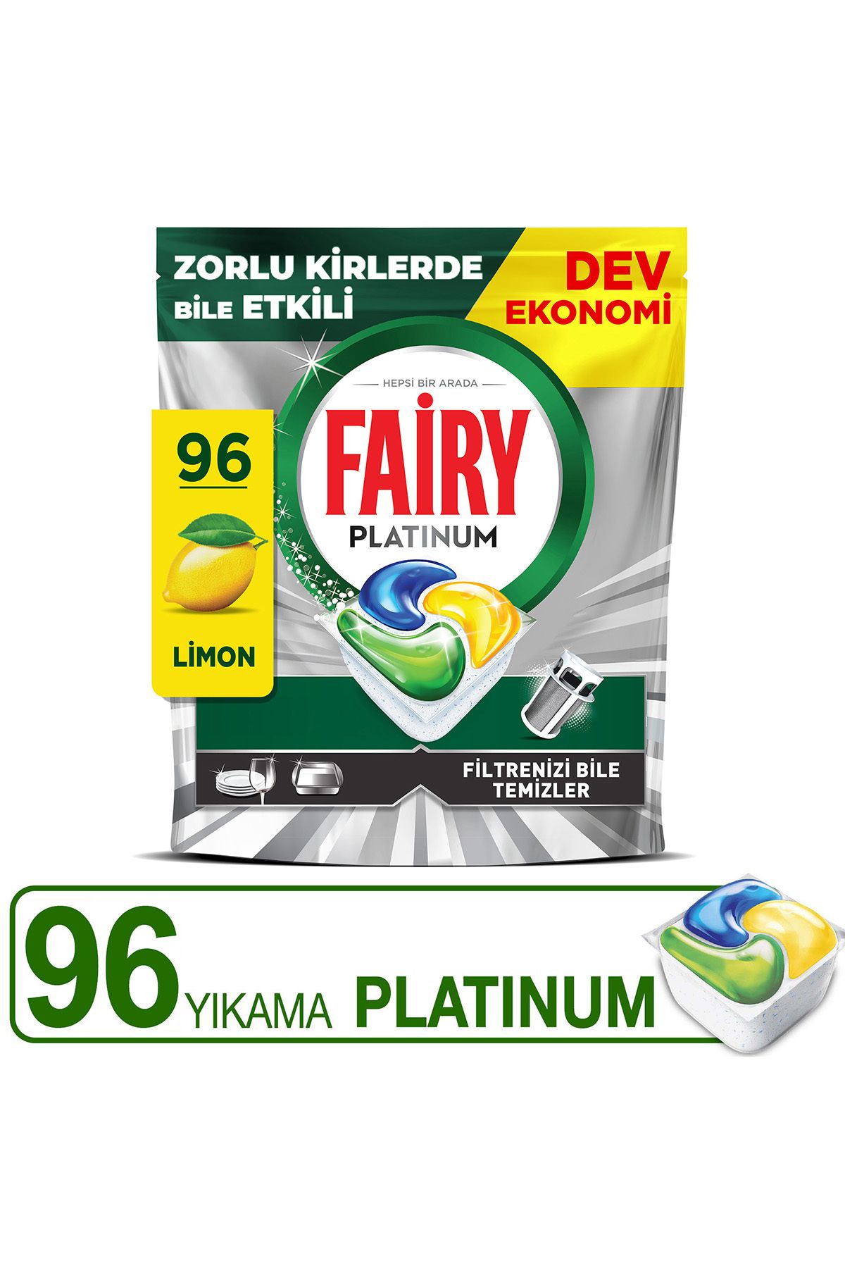 Platinum Bulaşık Makinesi Deterjanı Kapsülü/tableti 96 Yıkama Limon Kokulu
