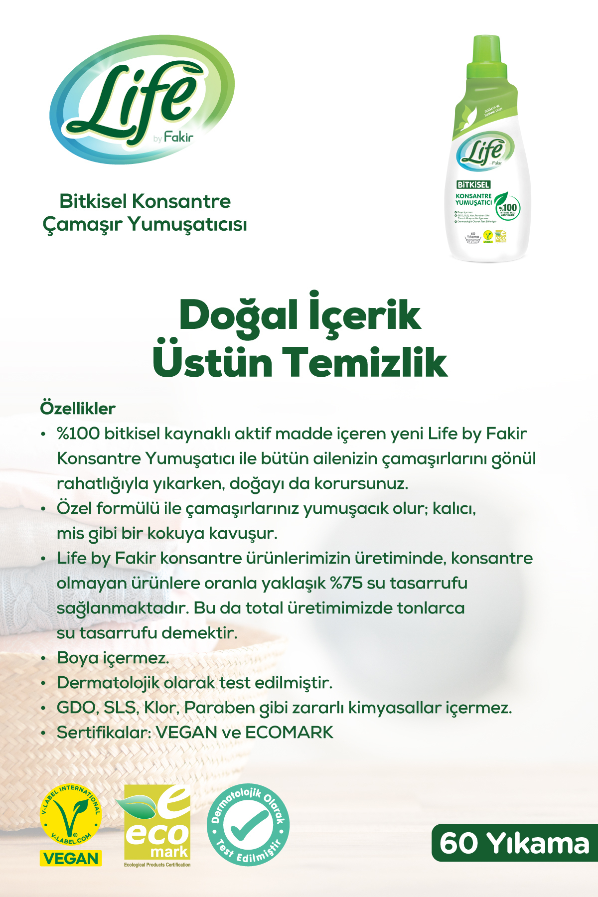 Bitkisel Bazlı Vegan Konsantre Çamaşır Yumuşatıcısı 1500 ml - %100 Doğal Temizlik