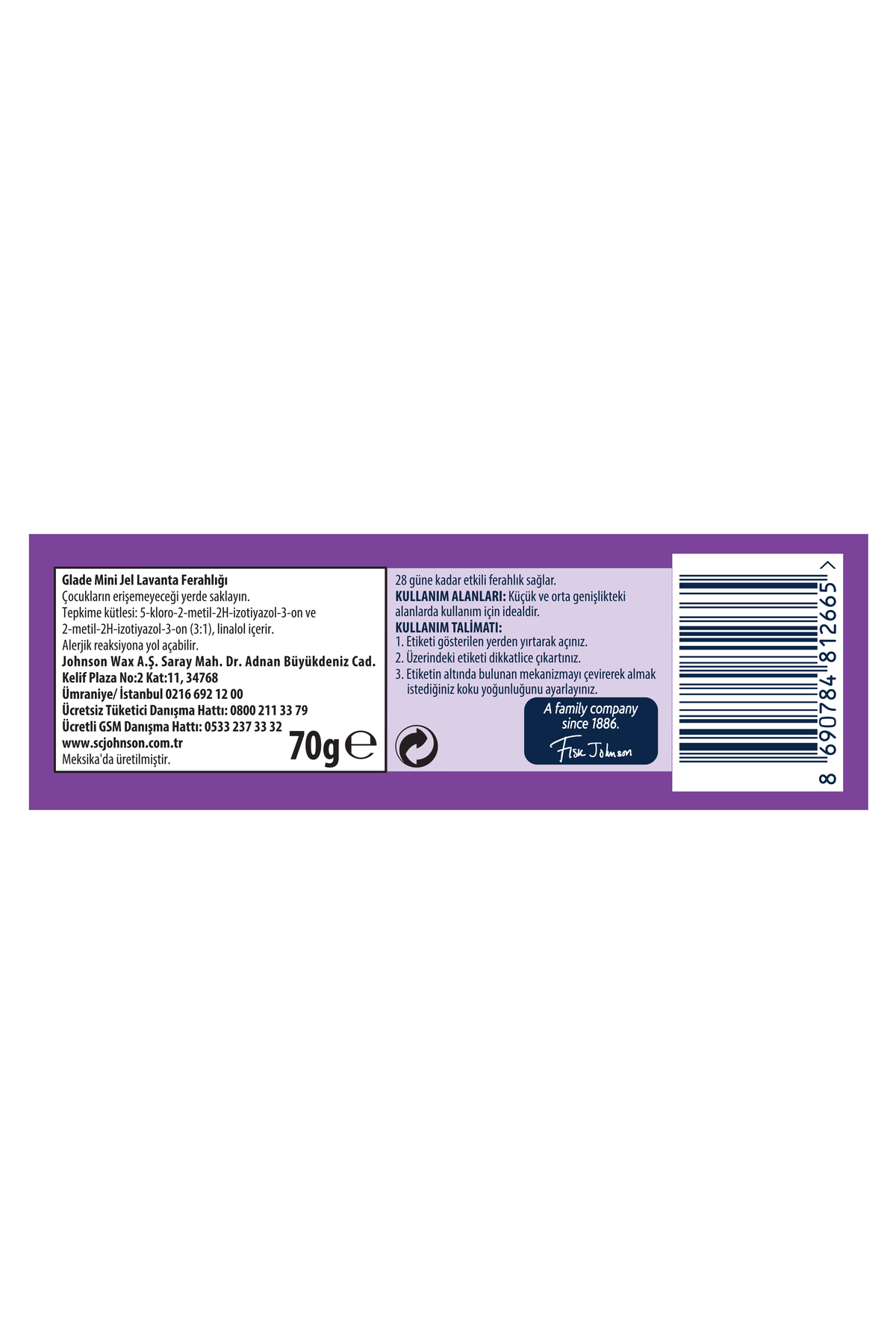 Mini Jel Oda Kokusu, Lavanta Ferahlığı, 70 g