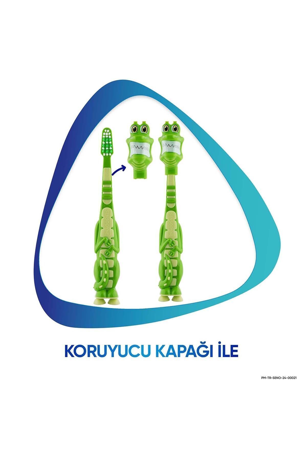 Promine 3-5 Yaş Çocuklar İçin Sevimli Timsah Karakterli Diş Fırçası Yumuşak