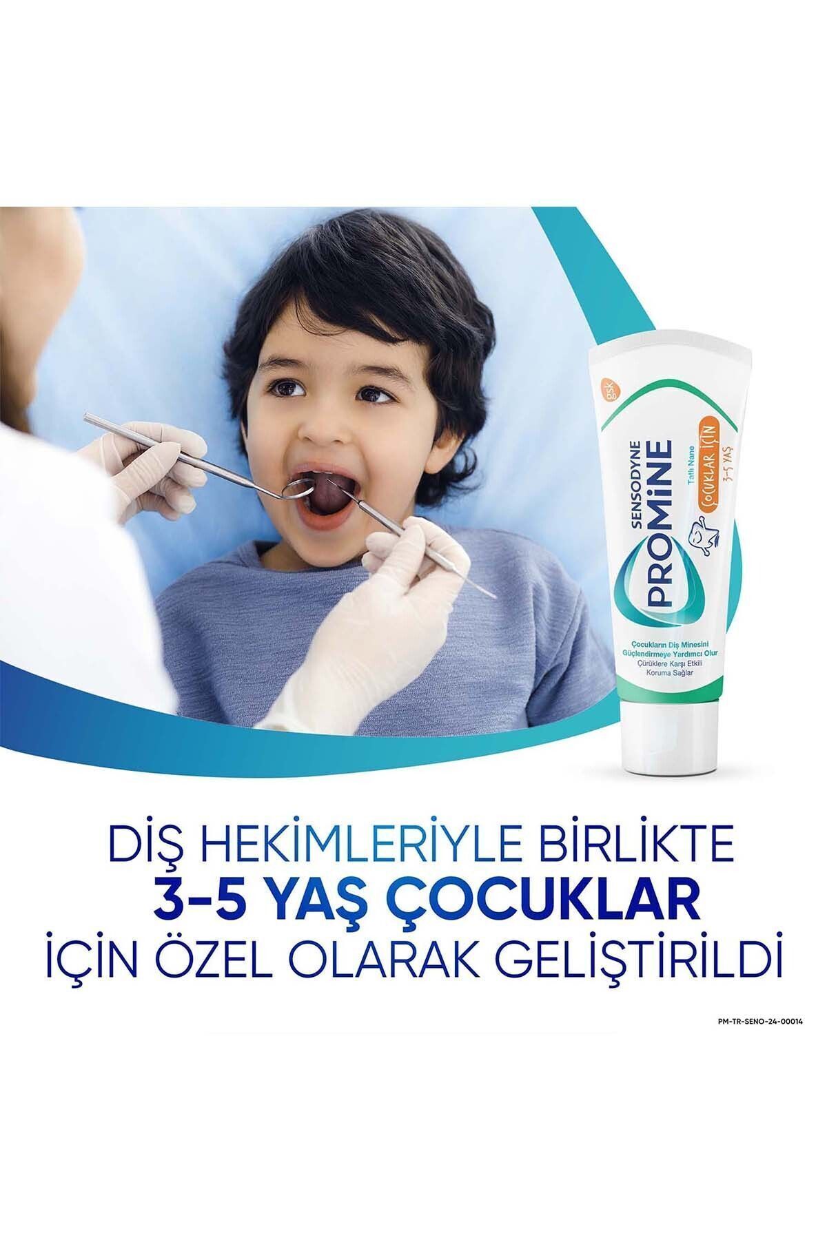 Promine 3-5 Yaş Çocuklar İçin Gün Boyu Çürüklere Karşı Koruyan Şekersiz Diş Macunu 50ml