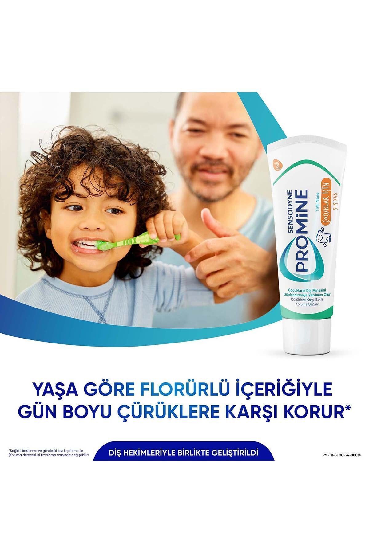 Promine 3-5 Yaş Çocuklar İçin Gün Boyu Çürüklere Karşı Koruyan Şekersiz Diş Macunu 50ml