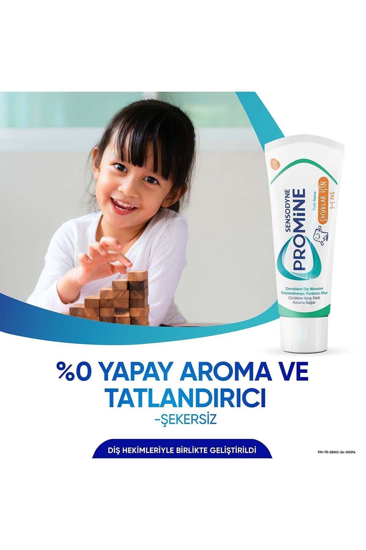 Promine 3-5 Yaş Çocuklar İçin Gün Boyu Çürüklere Karşı Koruyan Şekersiz Diş Macunu 50ml