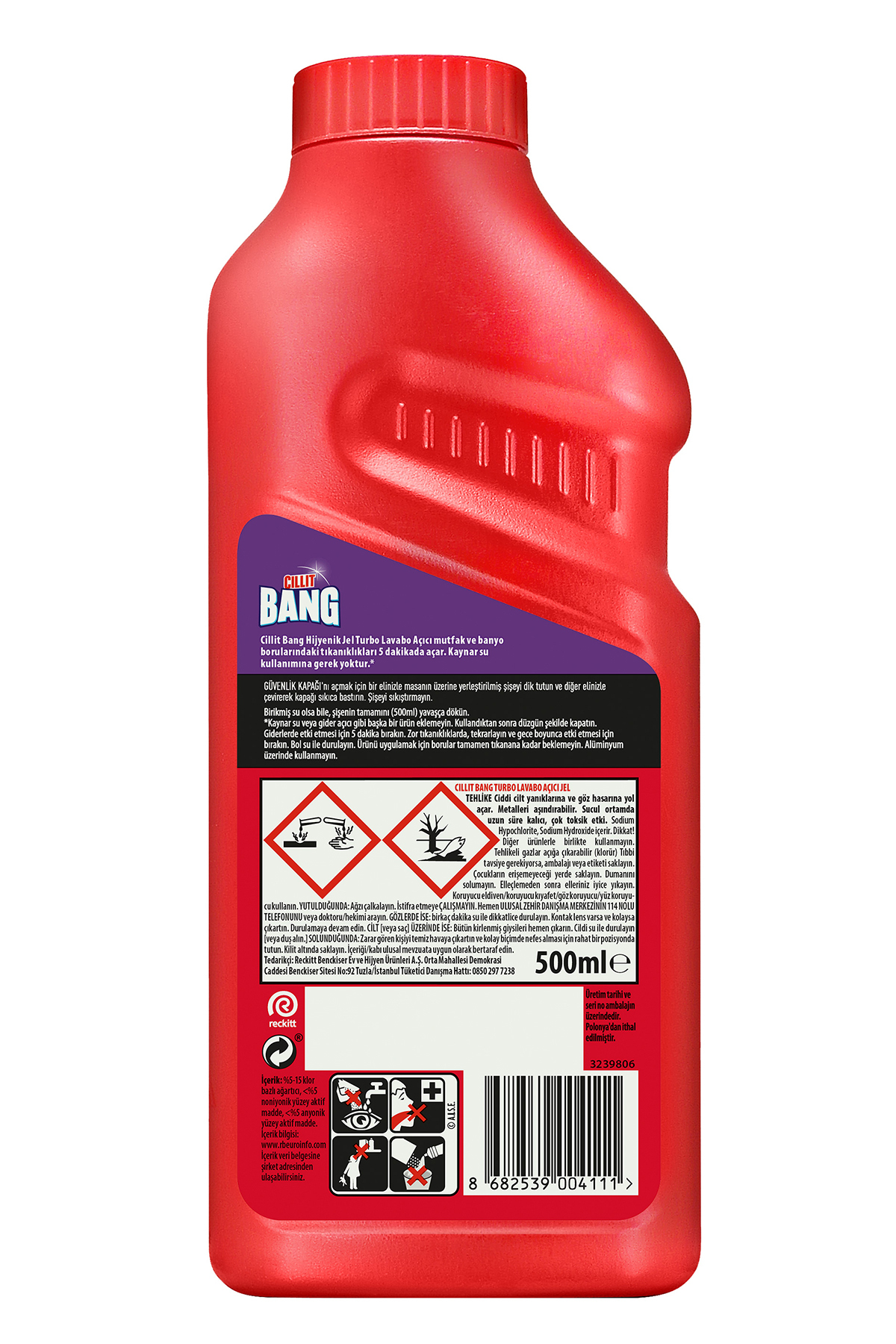 Turbo Hijyenik Gider, Lavabo Açıcı Jel 500 ml