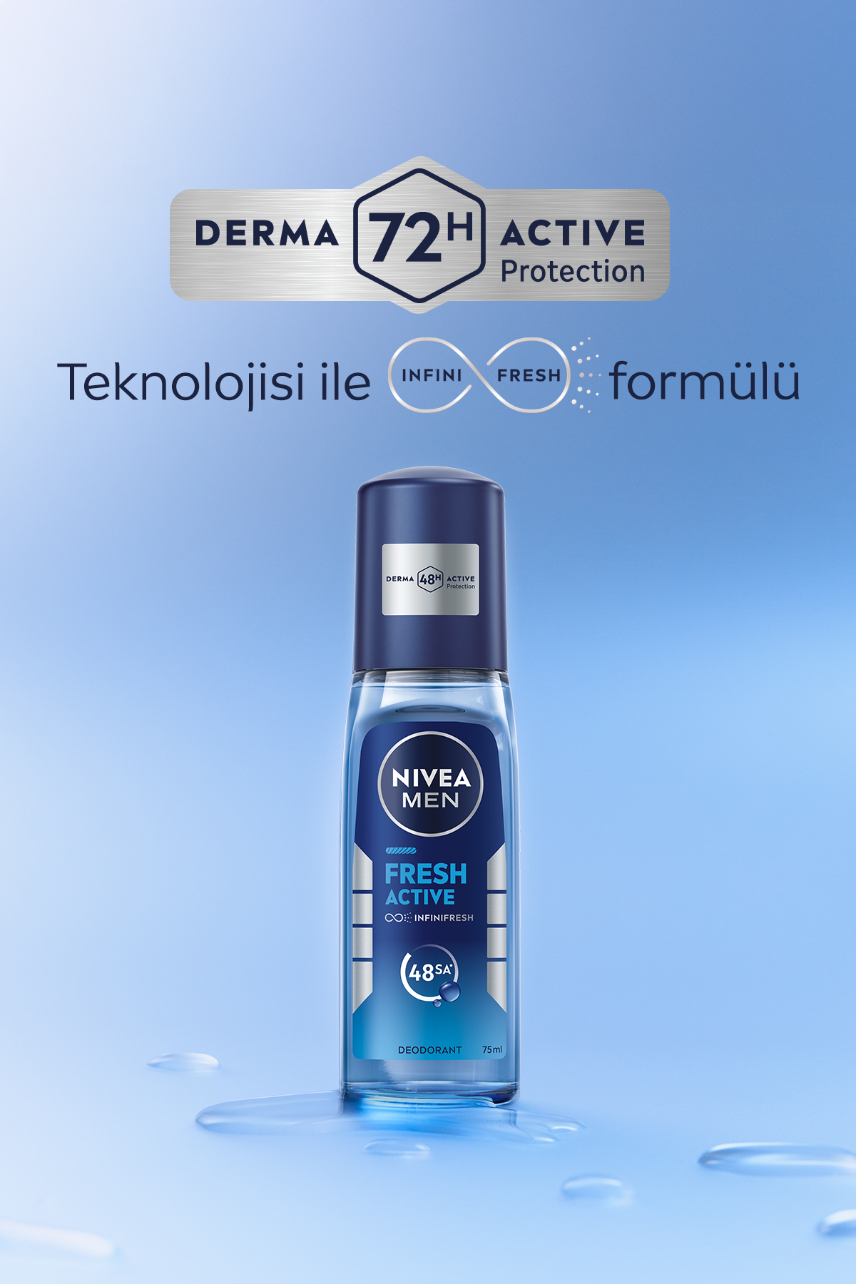 MEN Erkek Pump Sprey Deodorant 75ml, Ter Kokusuna Karşı 48 Saat Koruma, Ferah Koku, Okyanus Özleri