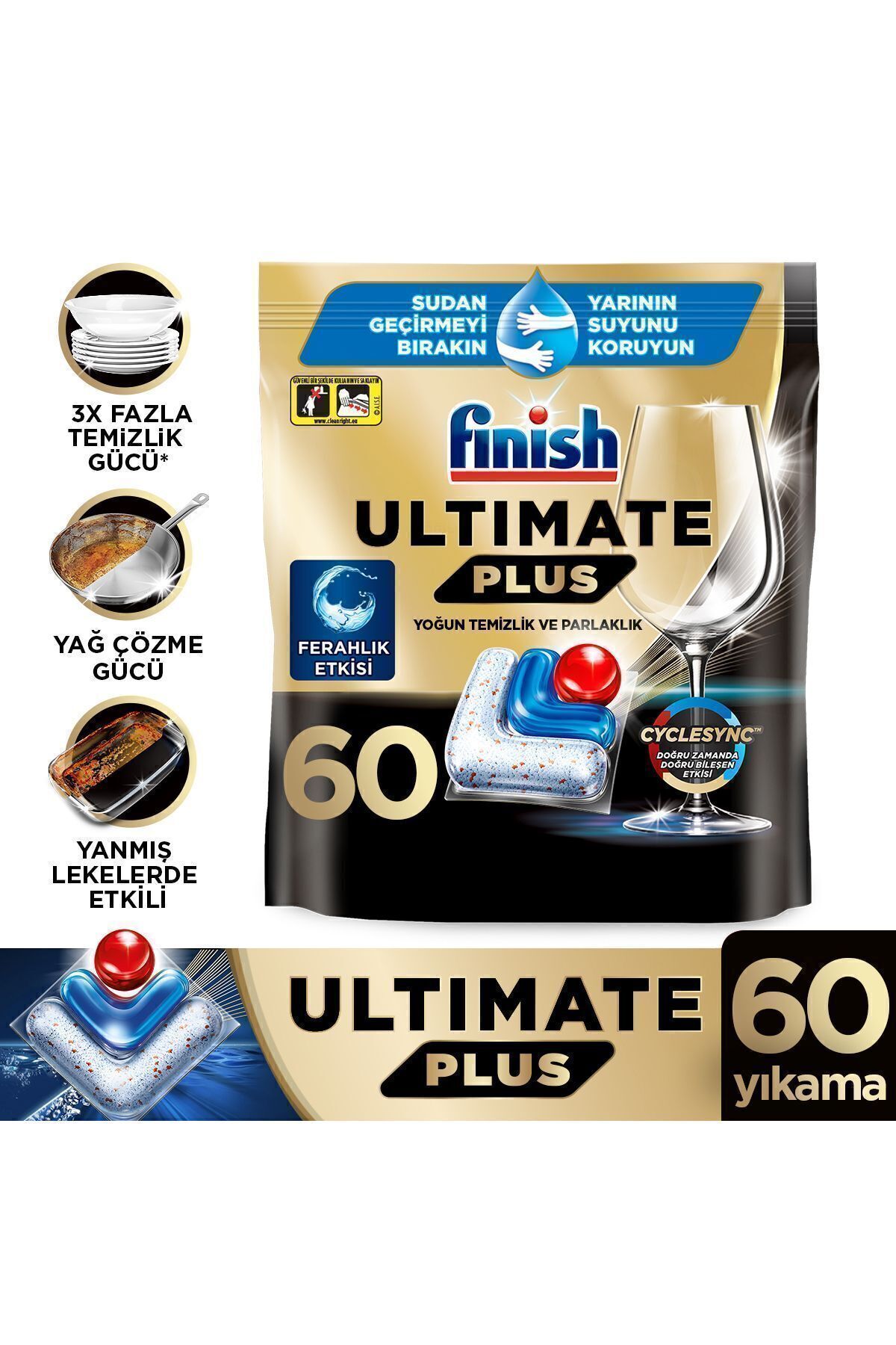 Ultimate Plus Hepsi Bir Arada 60 Kapsül Bulaşık Makinesi Deterjanı Tableti