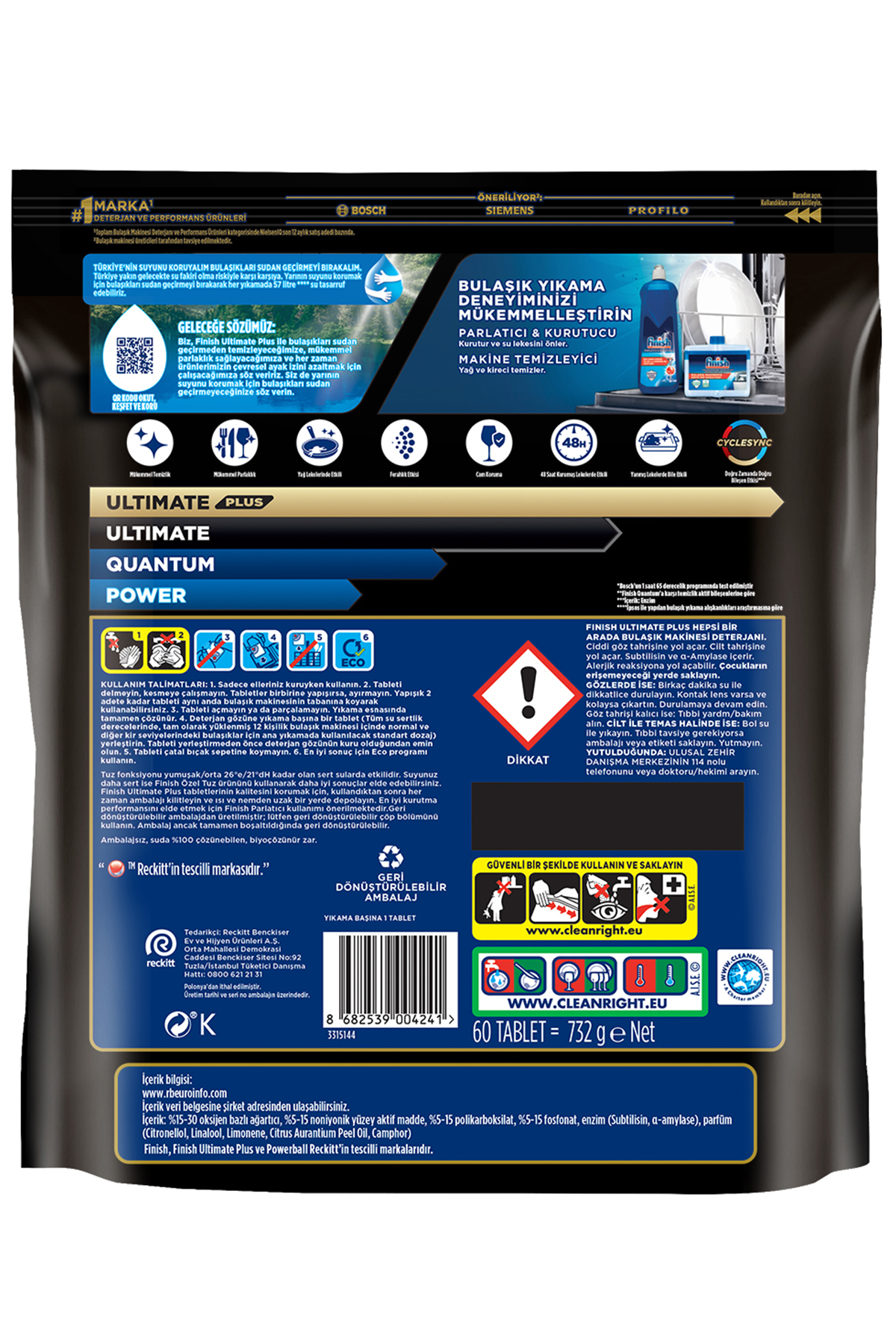 Ultimate Plus Hepsi Bir Arada 60 Kapsül Bulaşık Makinesi Deterjanı Tableti