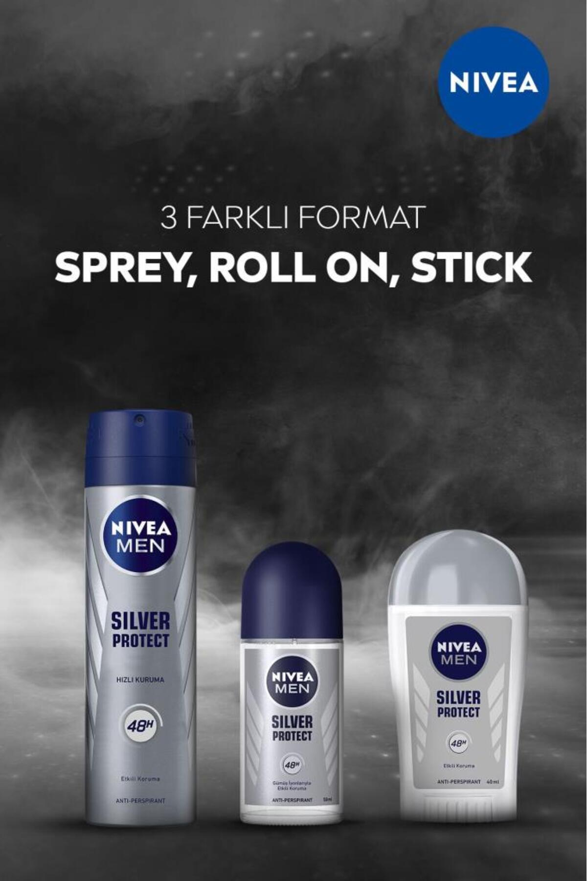 Men Erkek Roll-on Deodorant Silver Protect 50ml, 48 Saat Anti-perspirant Koruma, Etkili Koruma